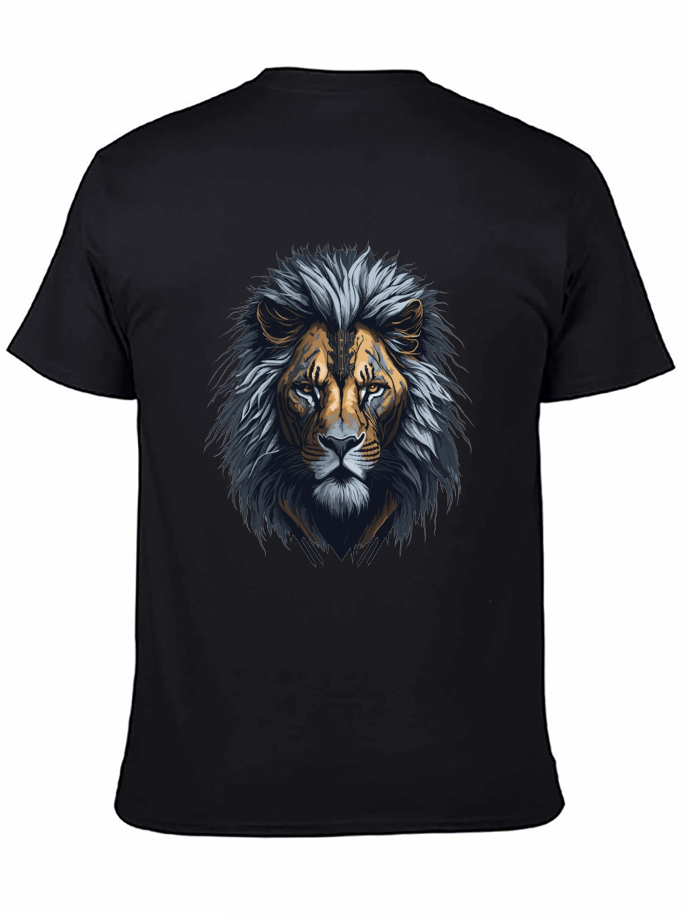 Black Lion Graphic Black T-Shirt - Bold Animal Design view 4