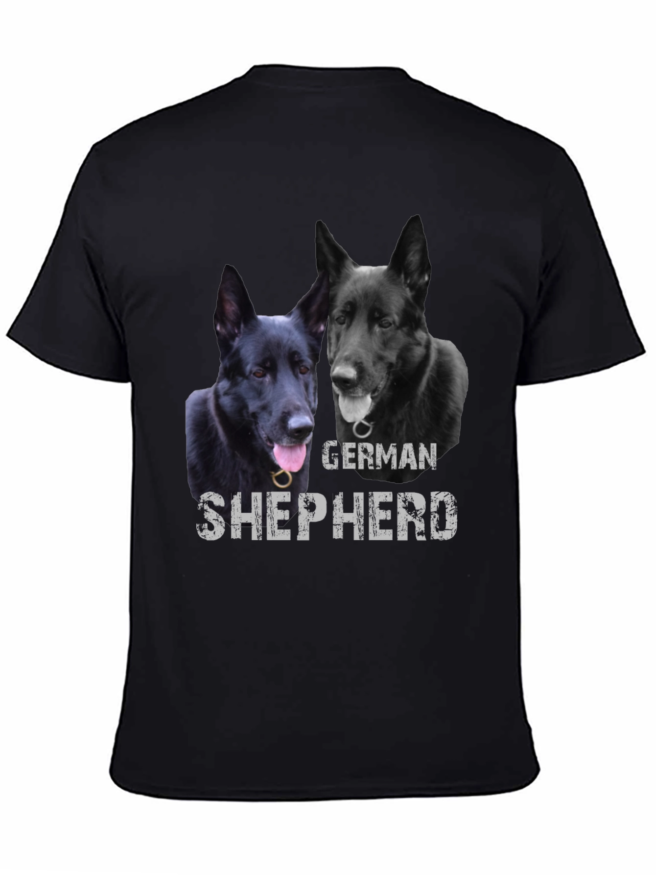 Black German Shepherd Dog Graphic Print Black T-Shirt view 4