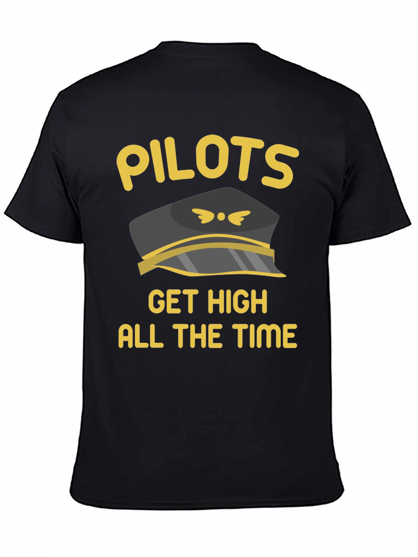 Black Pilots Get High T-Shirt Black Crew Neck Novelty Graphic Tee view 4