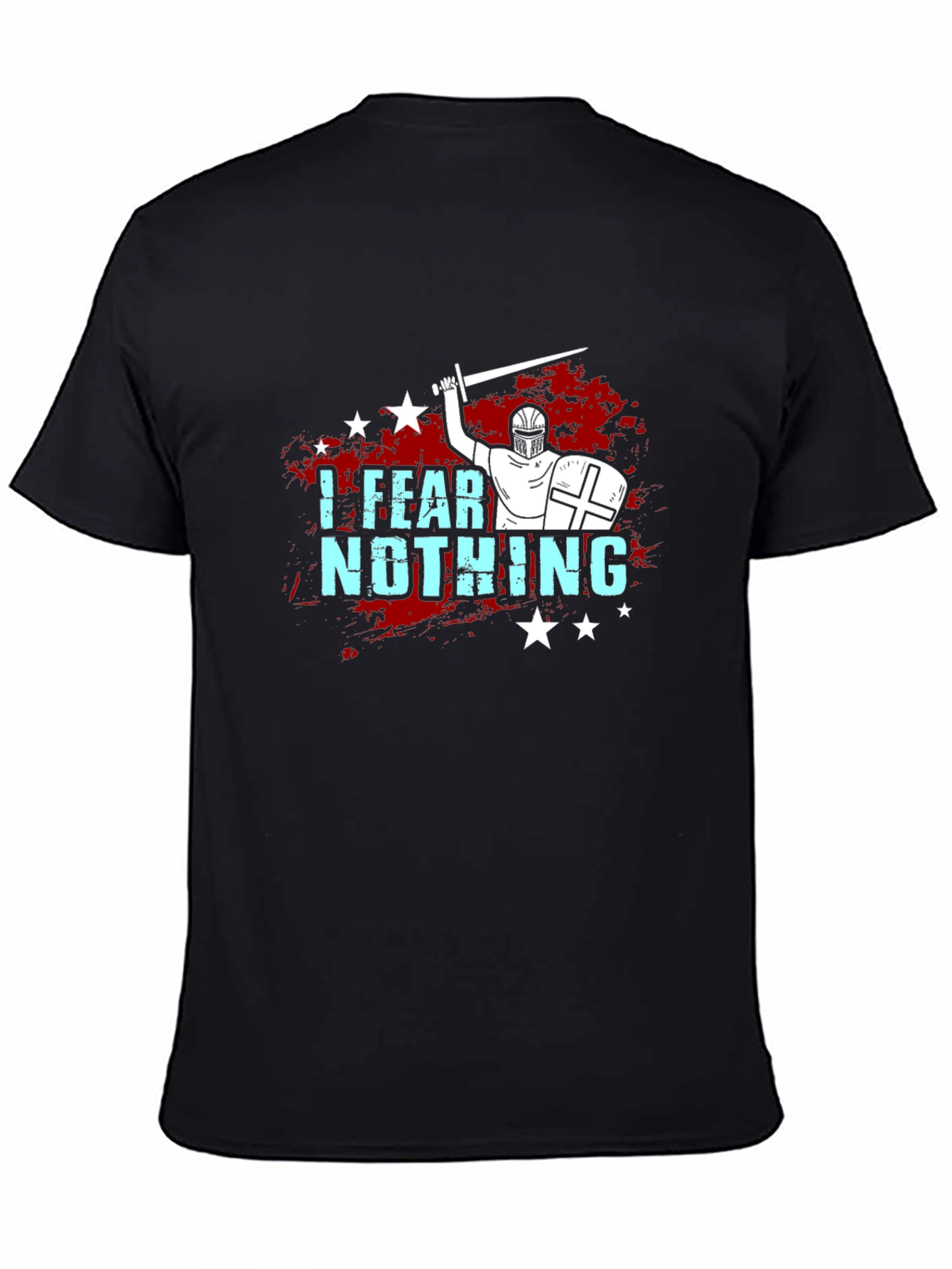 Black I Fear Nothing T-Shirt Knight Crusader view 4