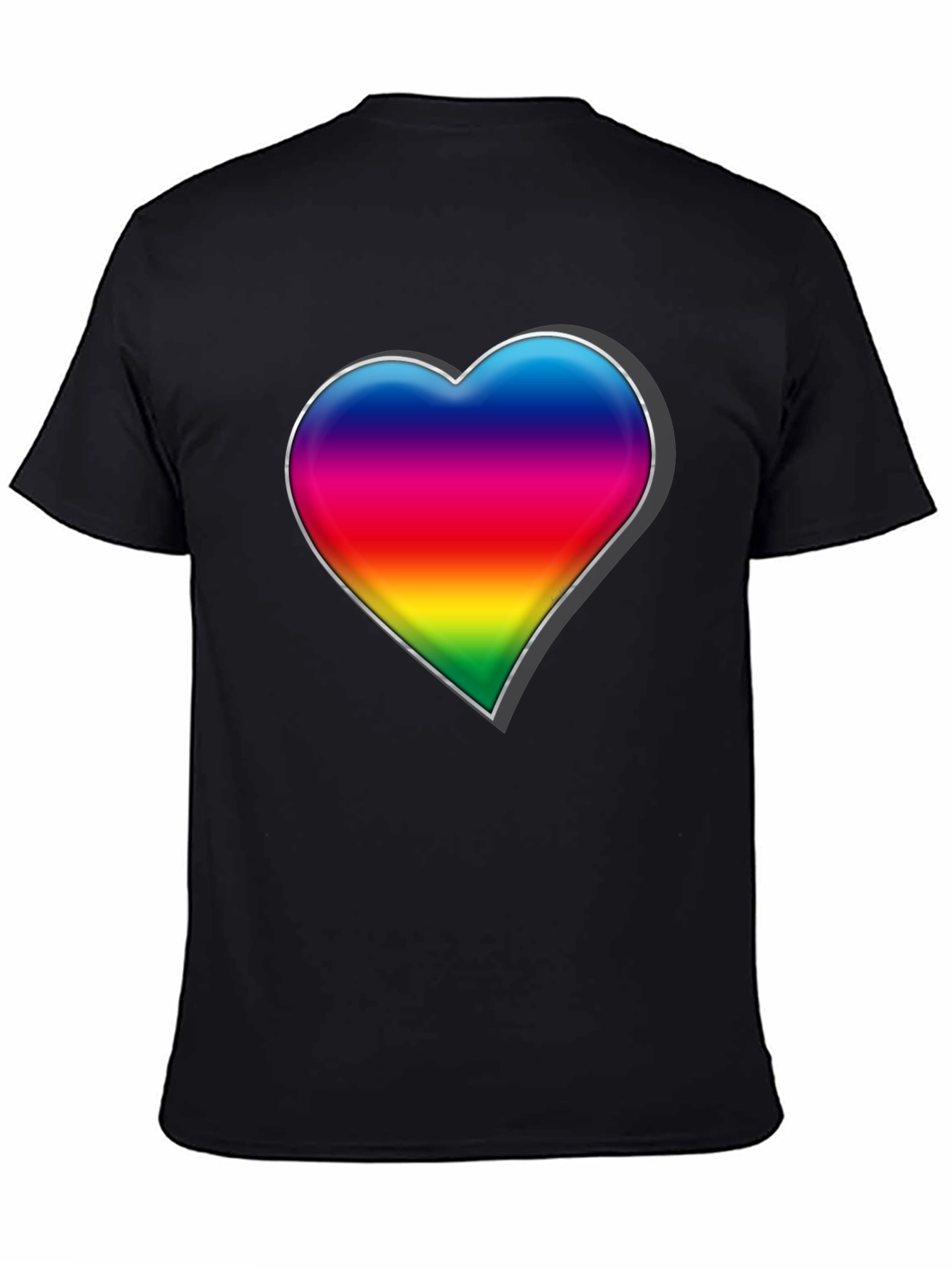 Black Rainbow Heart Graphic Tee - Black Cotton Blend Shirt view 4