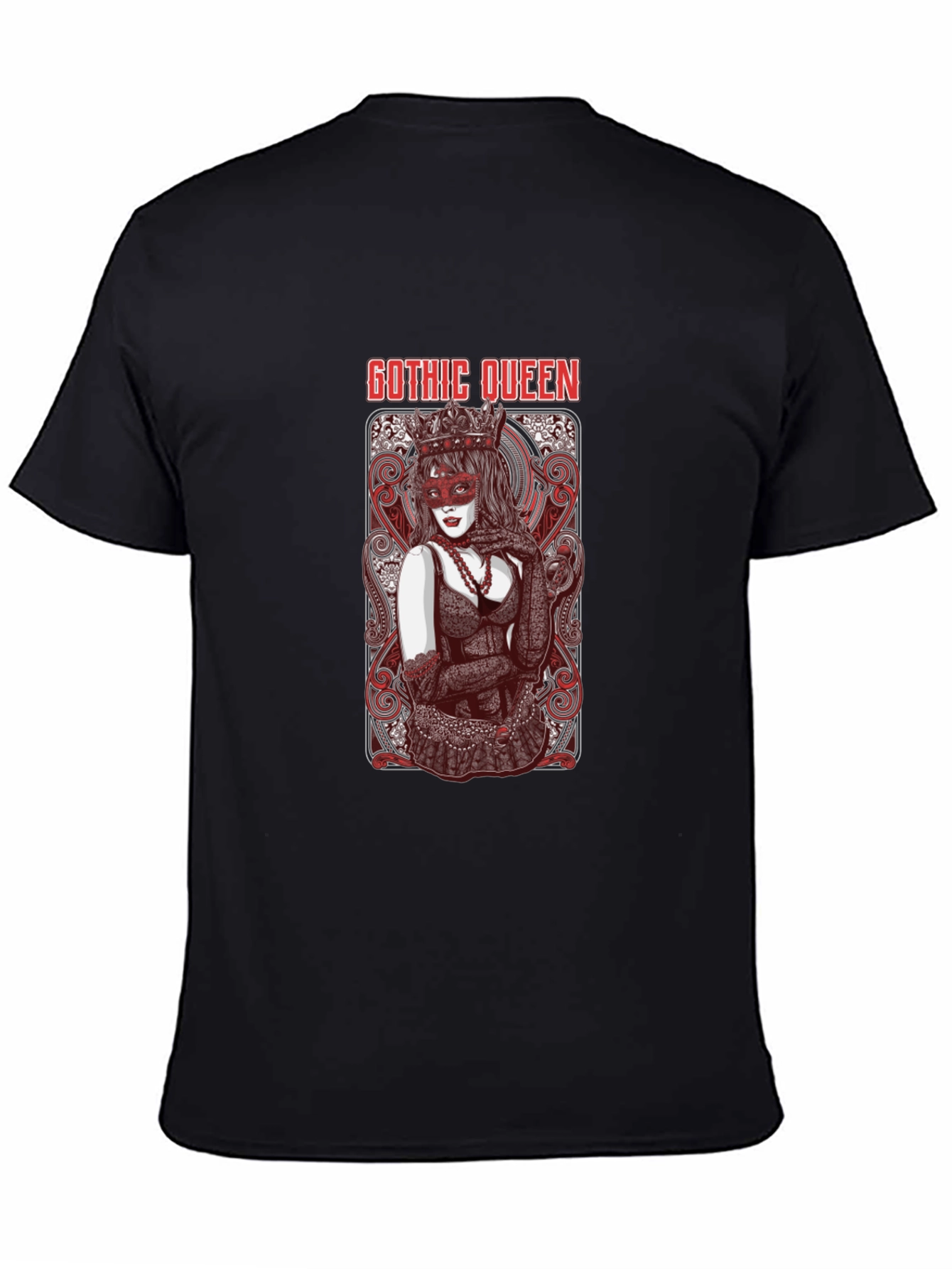 Black Gothic Queen Graphic T-Shirt - Dark & Stylish Tee view 4