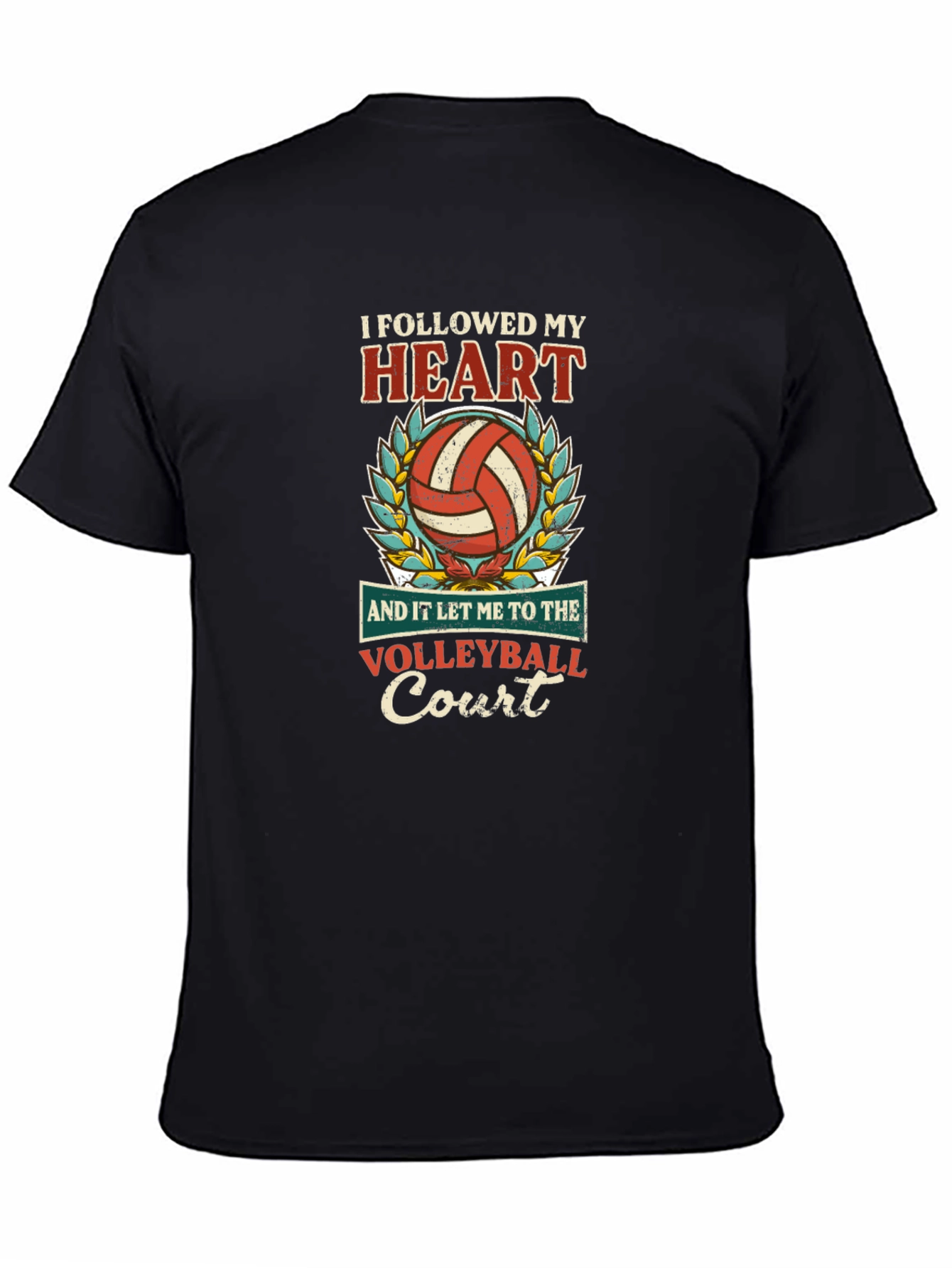 Black Volleyball Heart Court Graphic Tee view 4