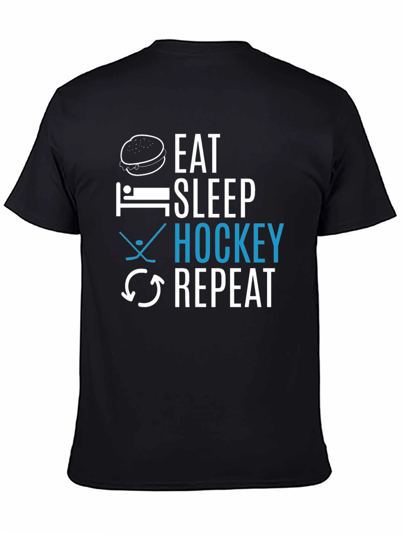 Black Eat Sleep Hockey Repeat Graphic Tee view 4