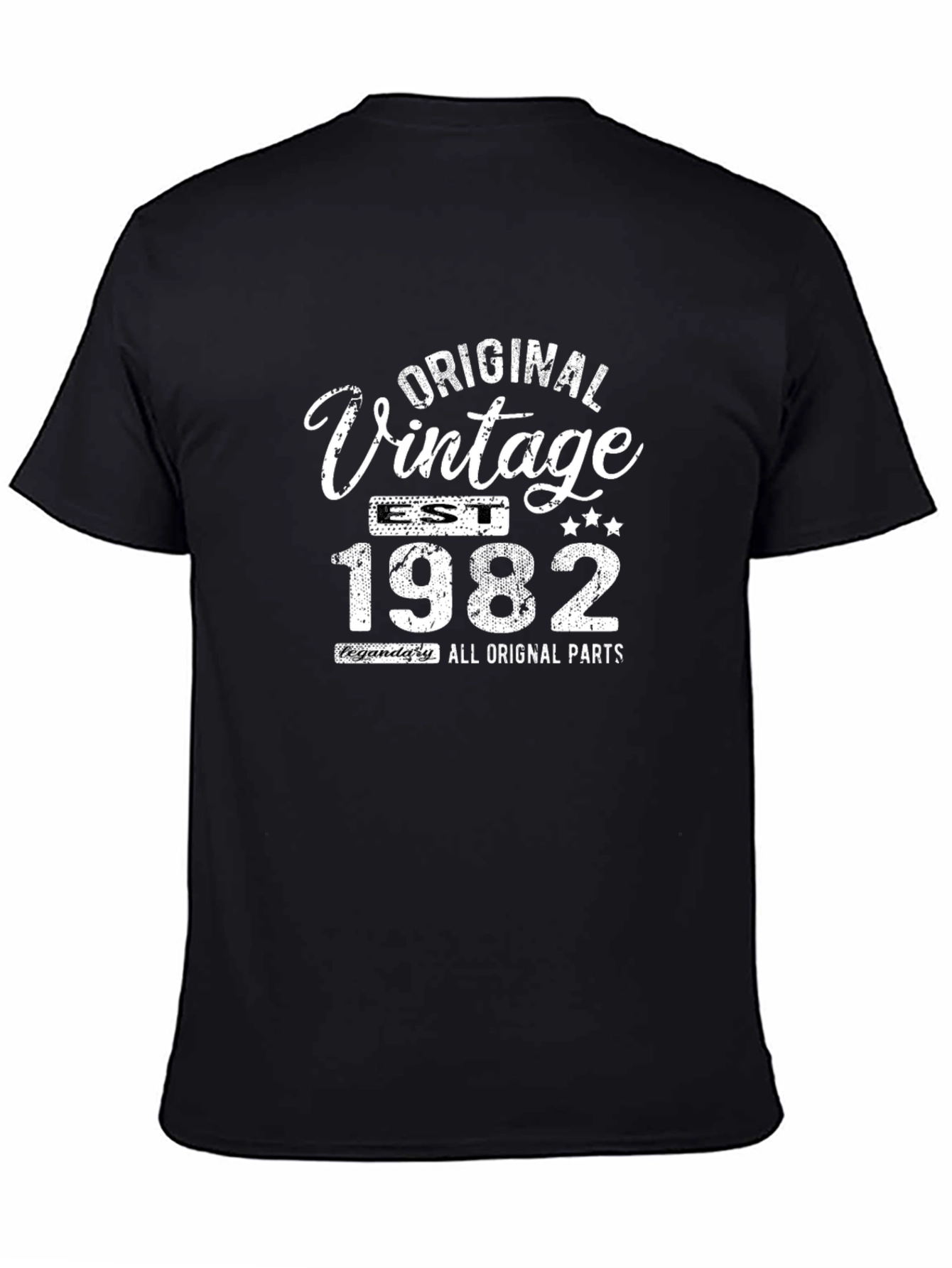 Black Vintage 1982 Original All Original Parts T-Shirt view 4