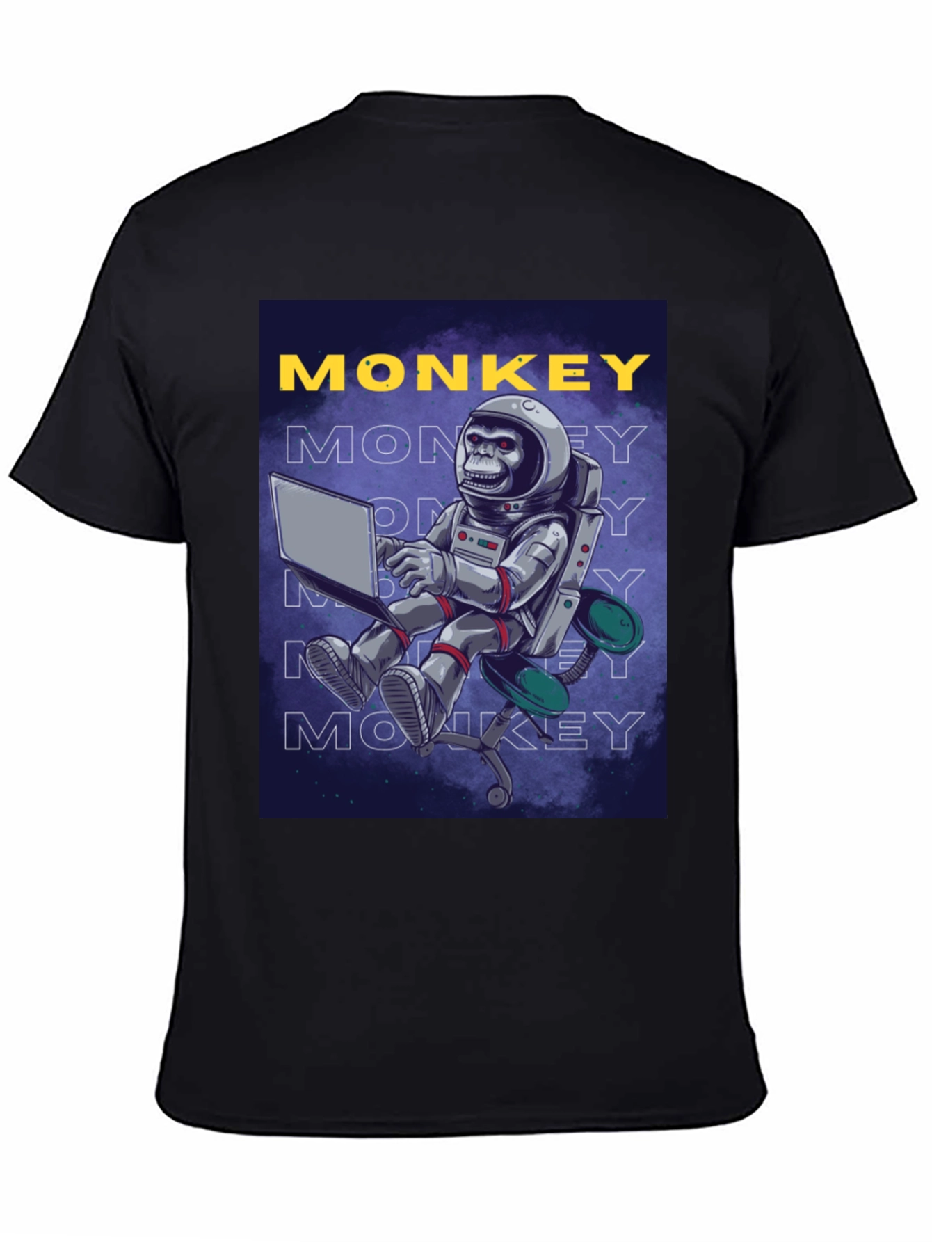 Black Monkey Astronaut Graphic Tee - Novelty Design view 4