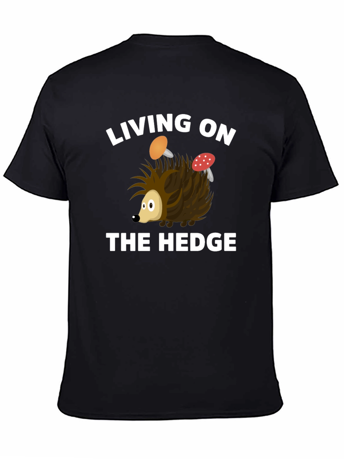 Black Living on the Hedge Hedgehog T-Shirt view 4