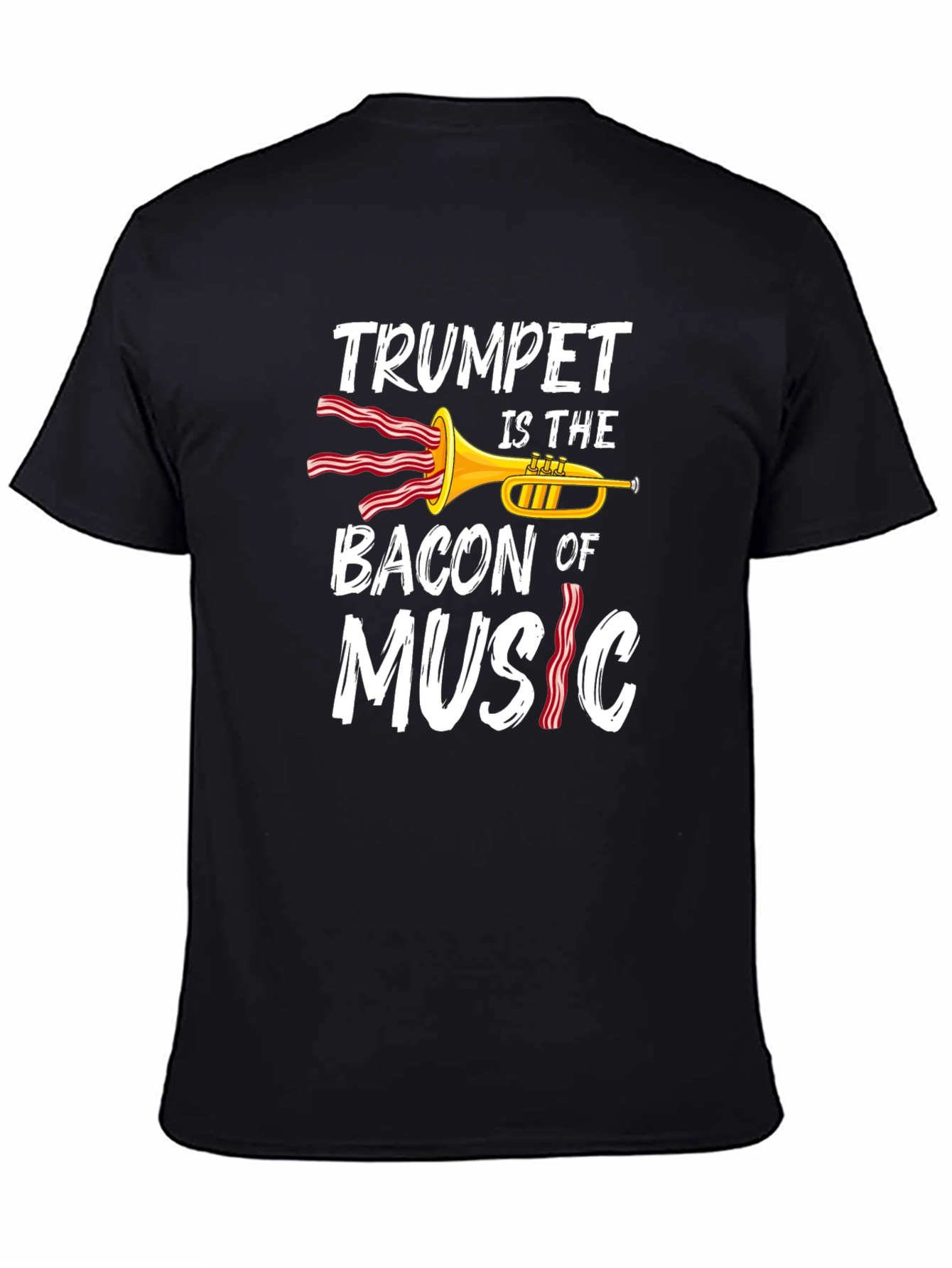 Black Trumpet Bacon Music Graphic Tee view 4
