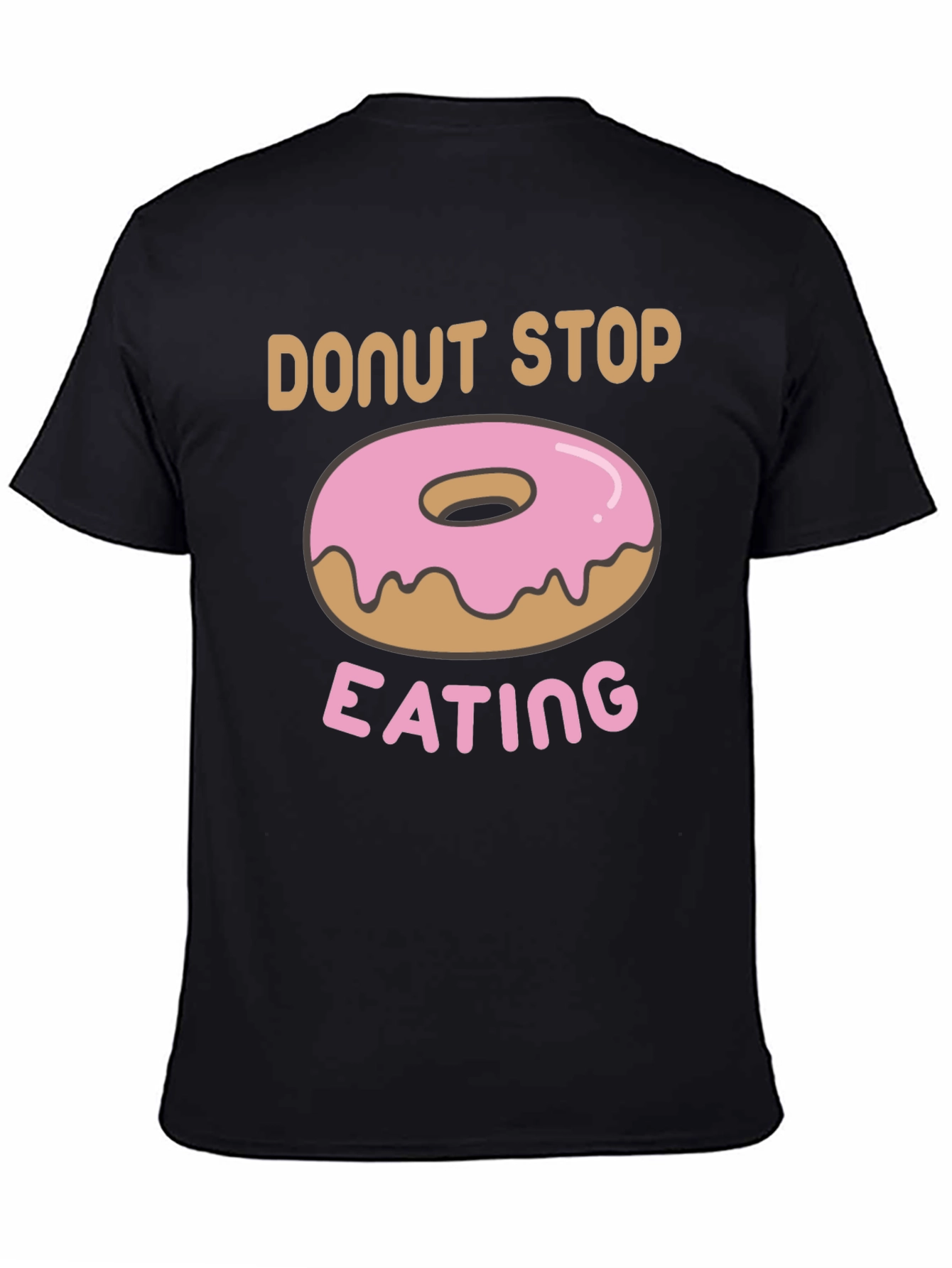 Black Donut Stop Eating Graphic T-Shirt view 4