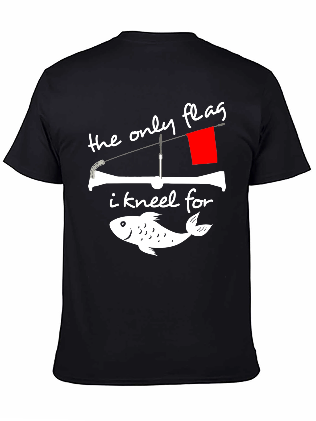 Black Fishing Flag Graphic Tee - The Only Flag I Kneel For view 4