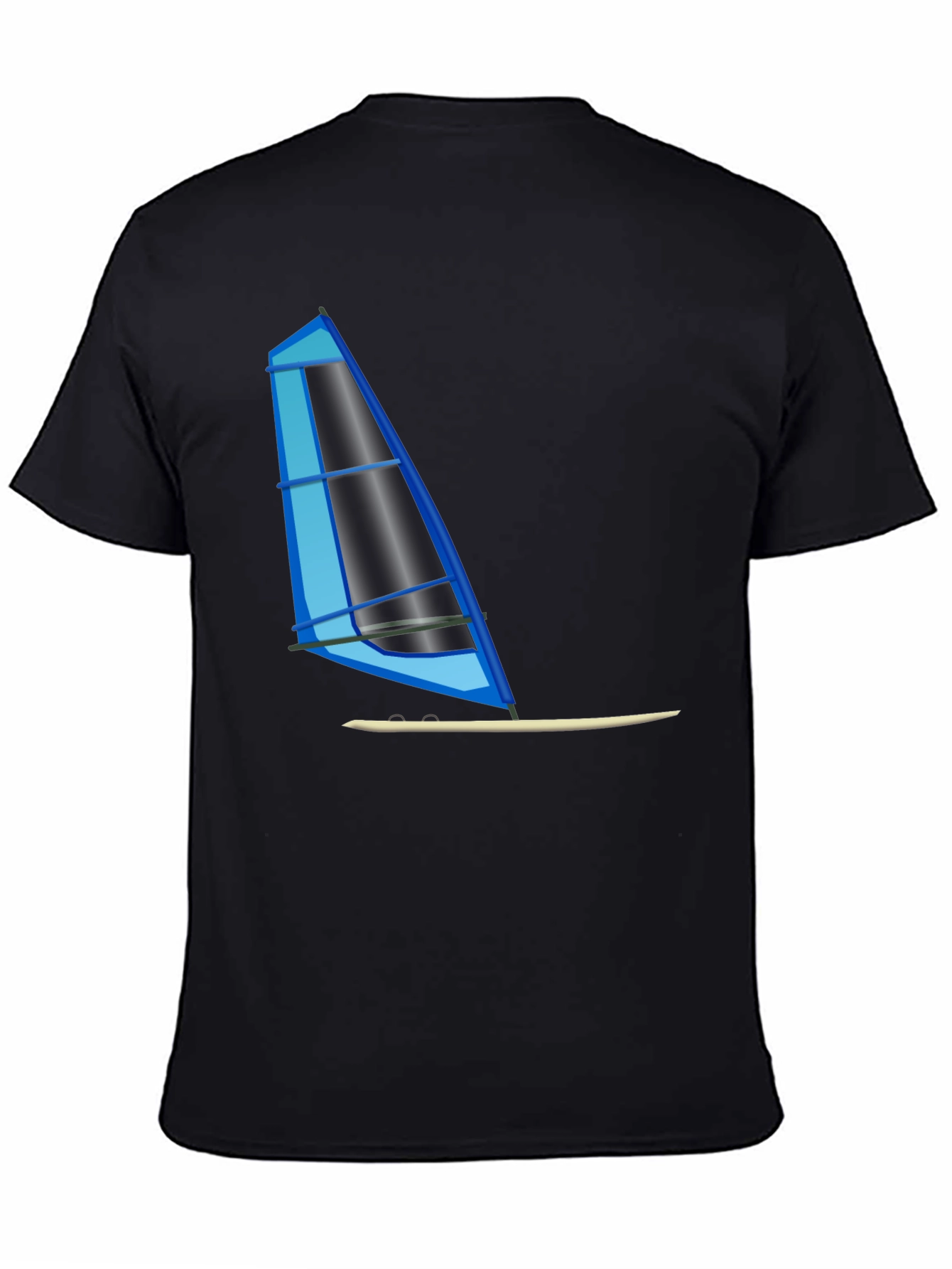 Black Windsurf Graphic Tee - Black Cotton T-Shirt view 4