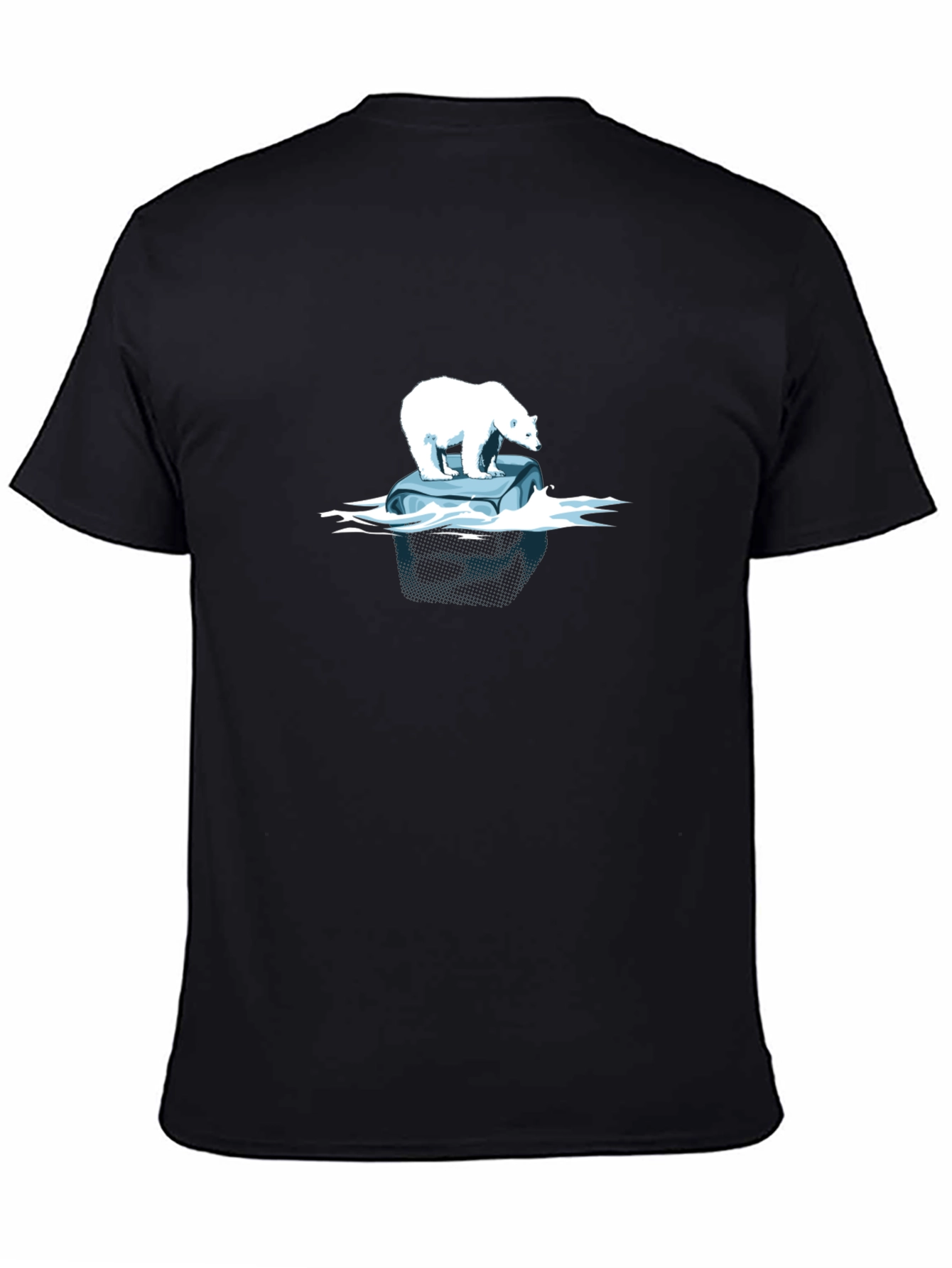 Black Polar Bear on Ice Graphic Tee - Black Cotton Comfort view 4