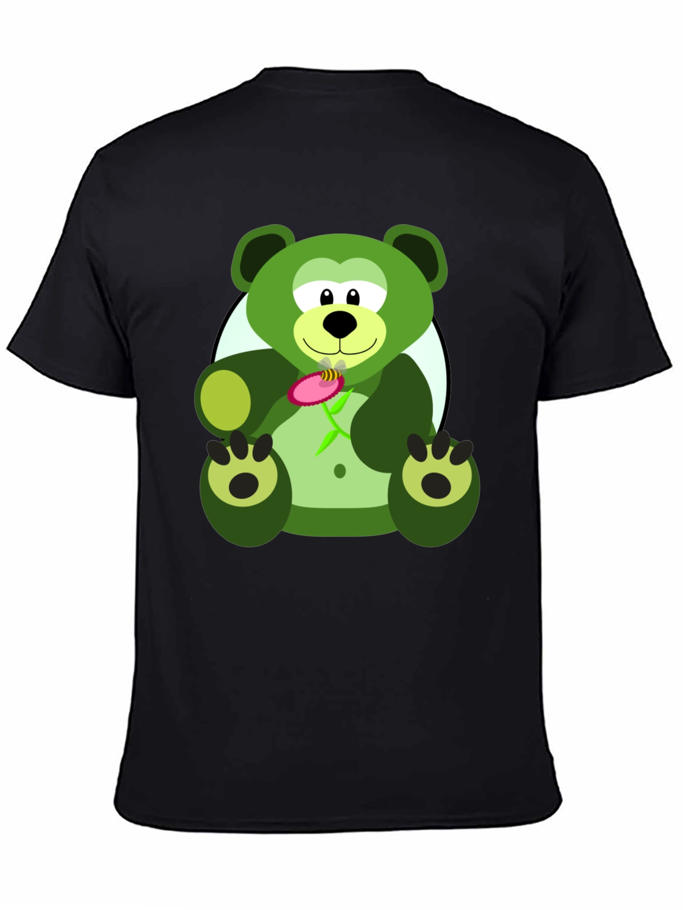 Black Green Bear Graphic Tee - Men's Black T-Shirt view 4