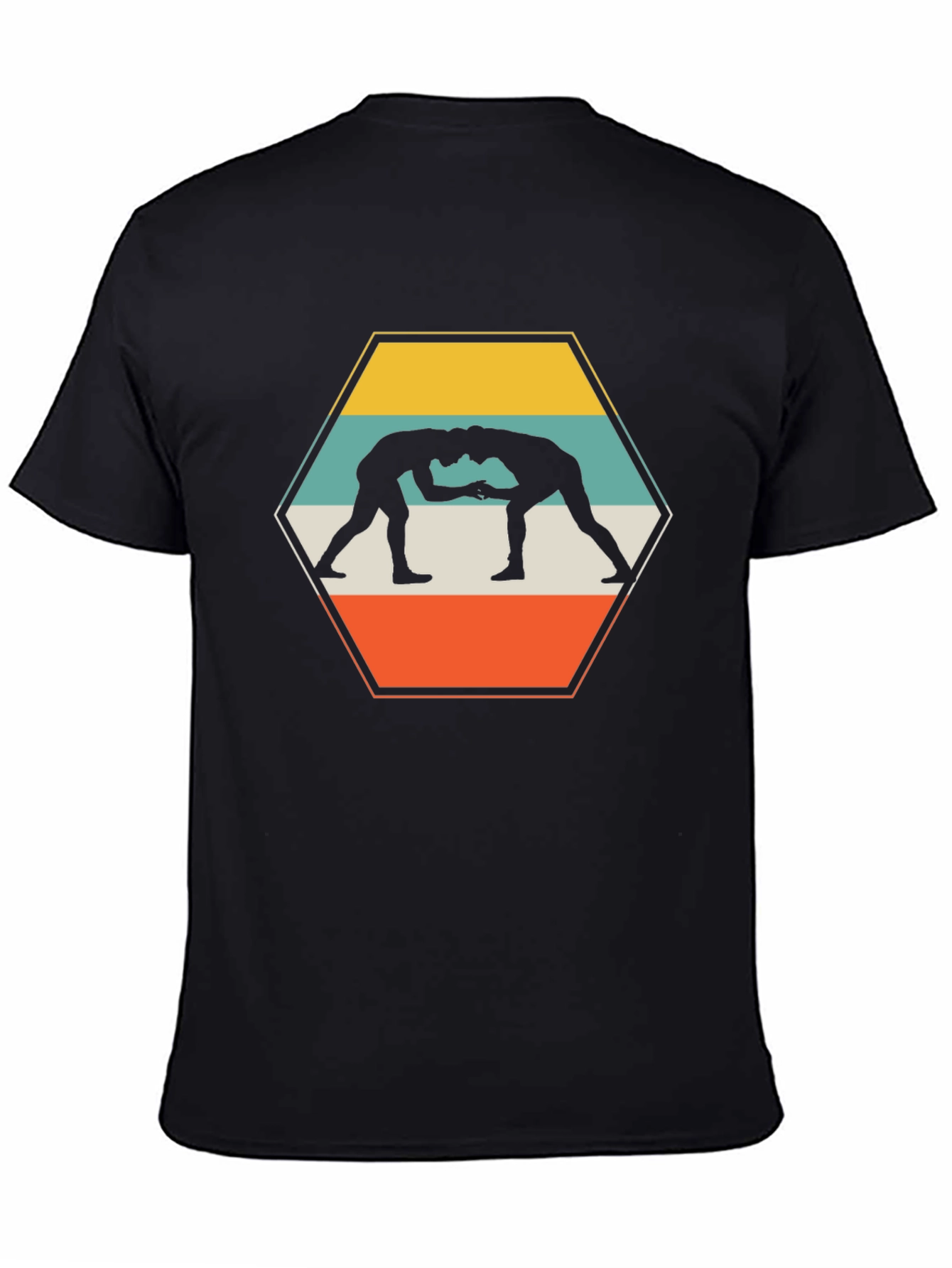 Black Wrestling Retro T-Shirt view 4