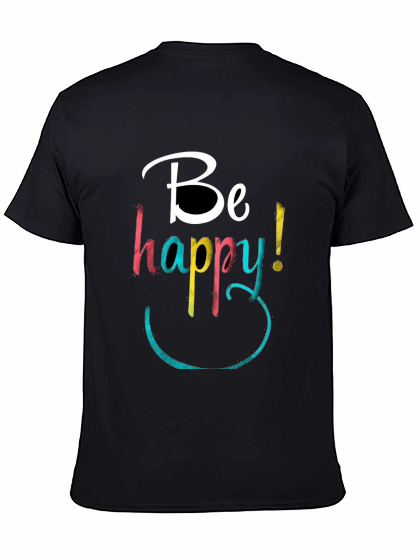 Black Be Happy Graphic Tee - Black Cotton Blend view 4