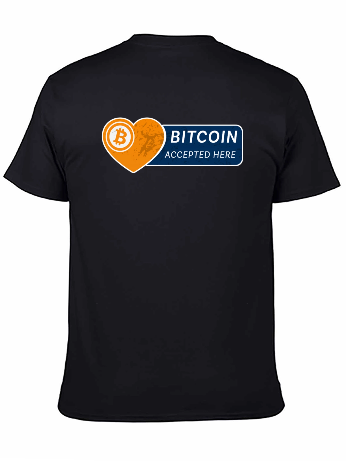 Black Bitcoin Accepted Here Graphic Tee - Black Cotton T-Shirt view 4