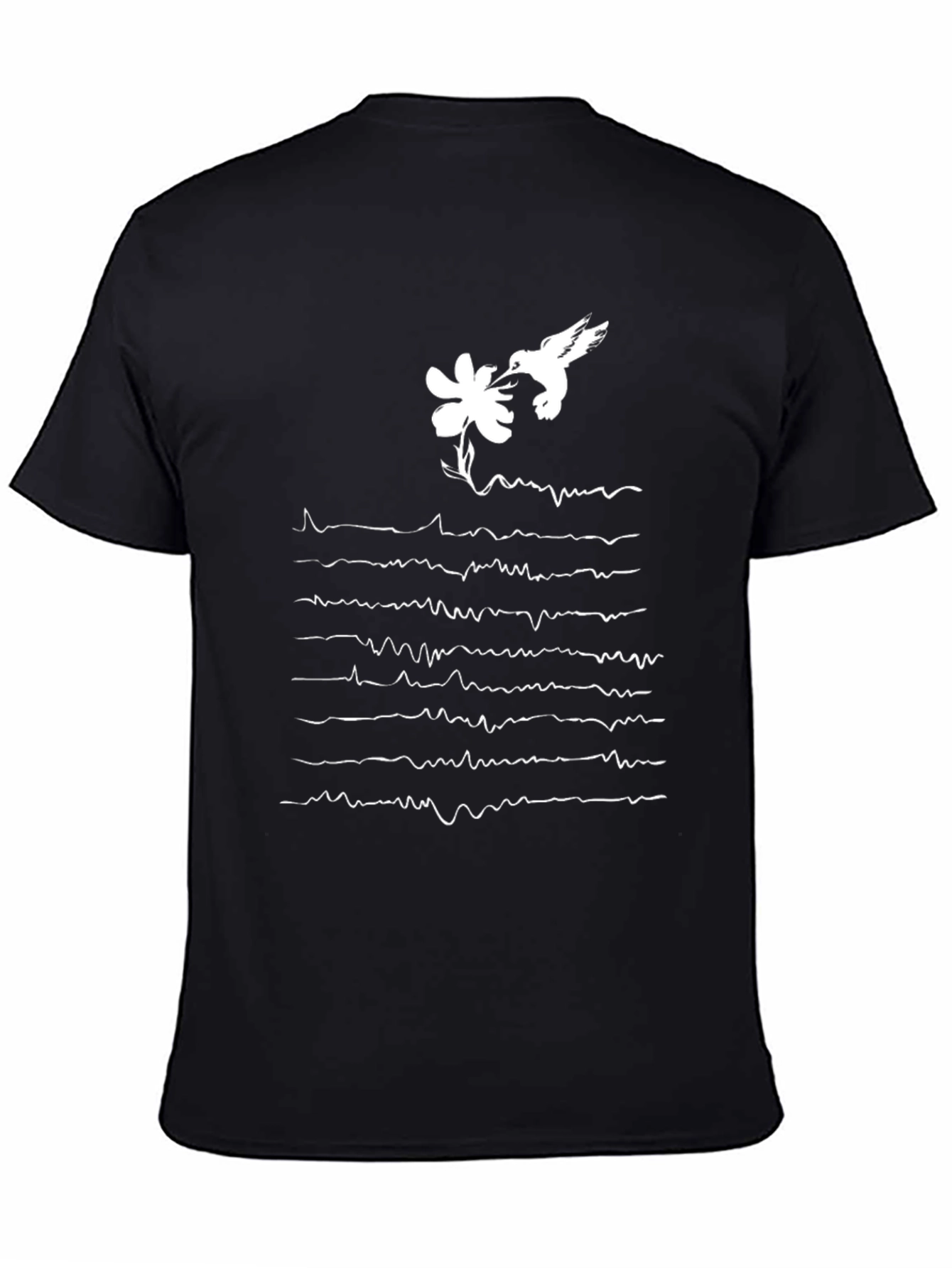 Black Hummingbird & Floral Pulse T-Shirt view 4