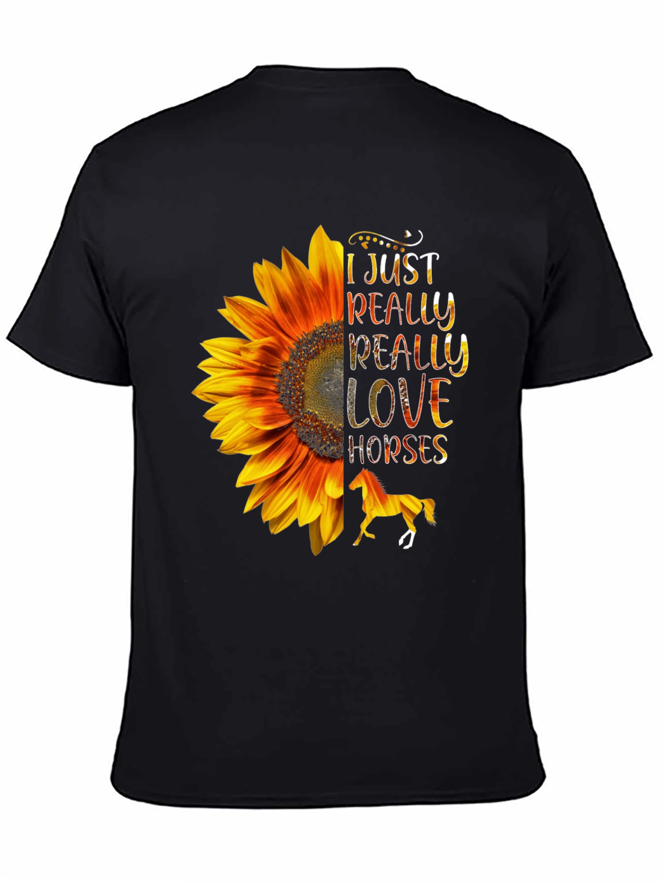 Black Sunflower Horse Lover T-Shirt - Soft & Stylish view 4