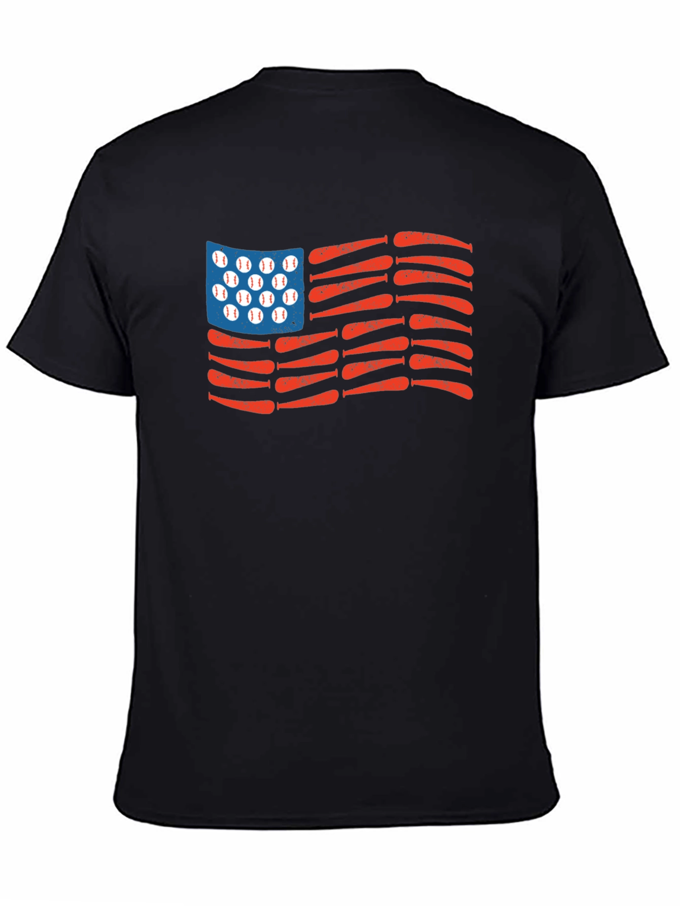 Black American Baseball Flag T-Shirt view 4