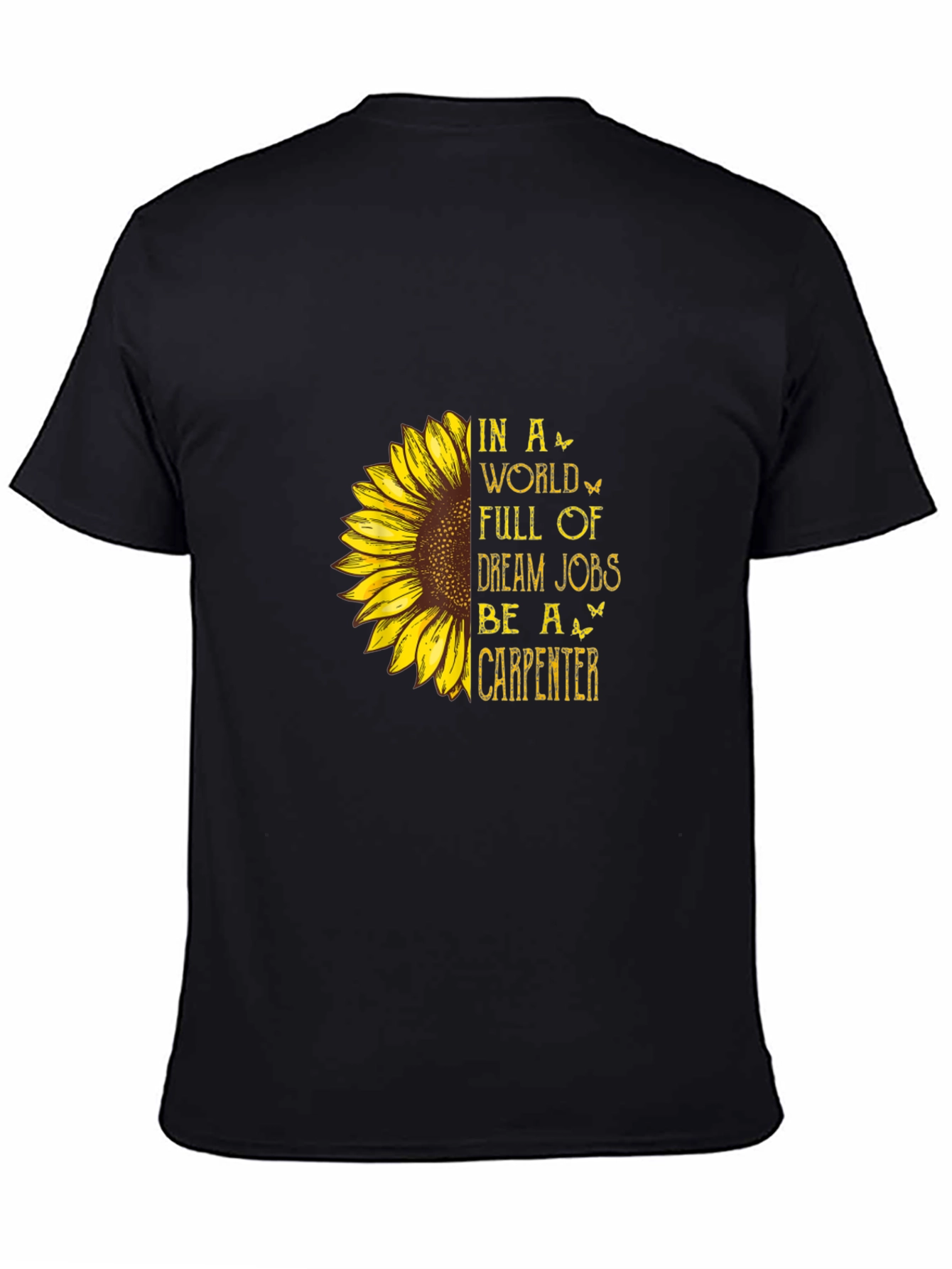 Black Carpenter Sunflower Graphic Tee - Black Cotton Blend view 4