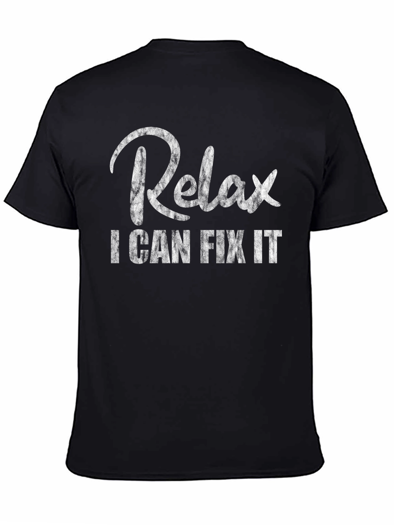Black Relax I Can Fix It Black Graphic T-Shirt view 4