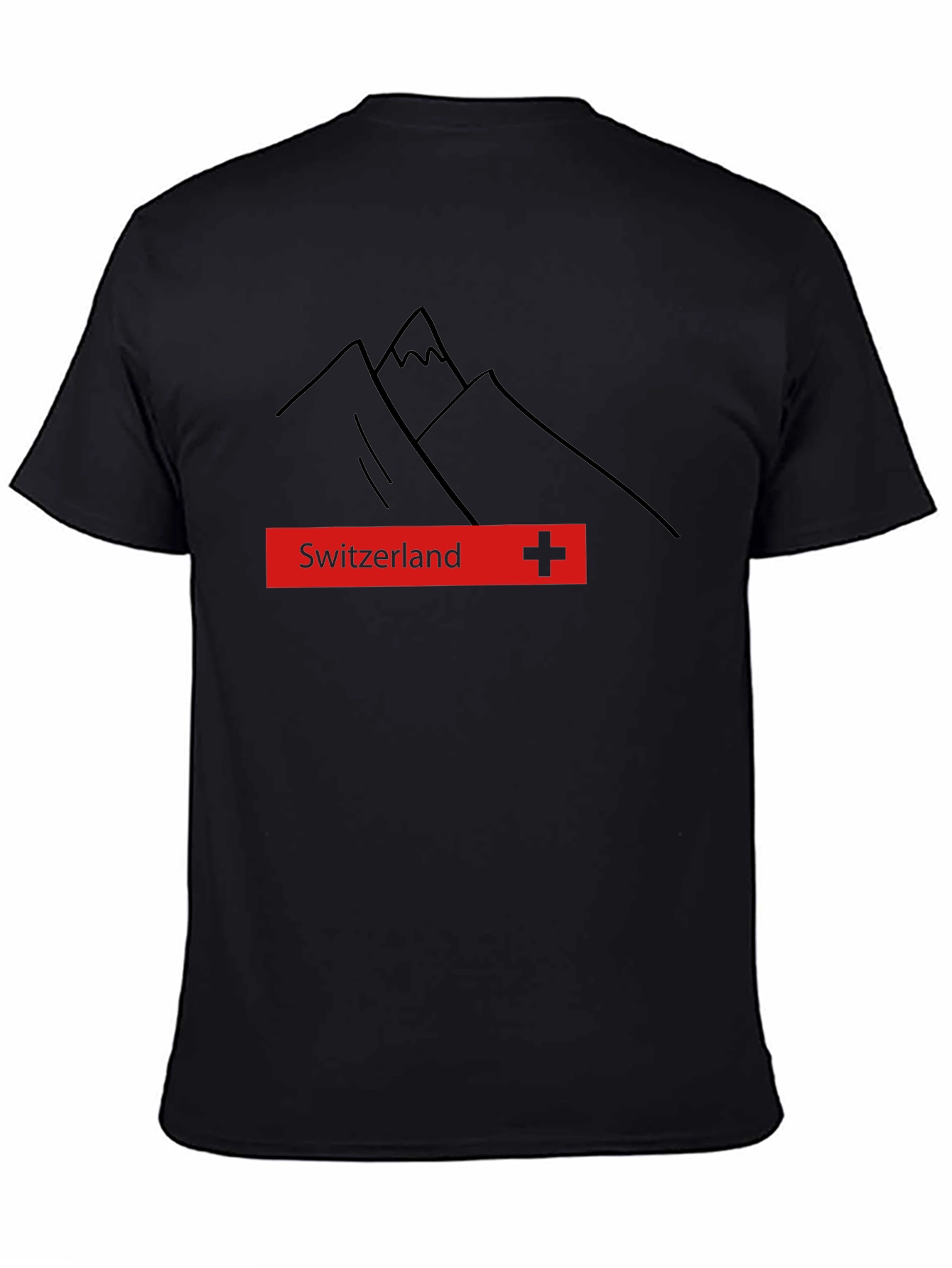 Black Switzerland Mountain Graphic Tee - Black Cotton T-Shirt view 4
