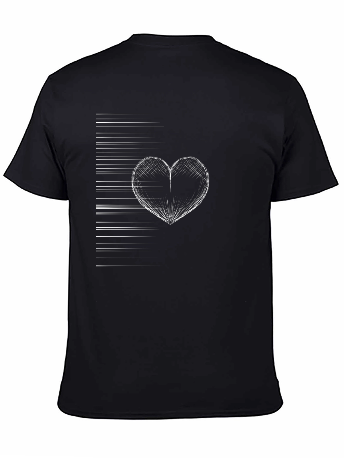 Black Abstract Heart Graphic Black Tee - Modern Style view 4