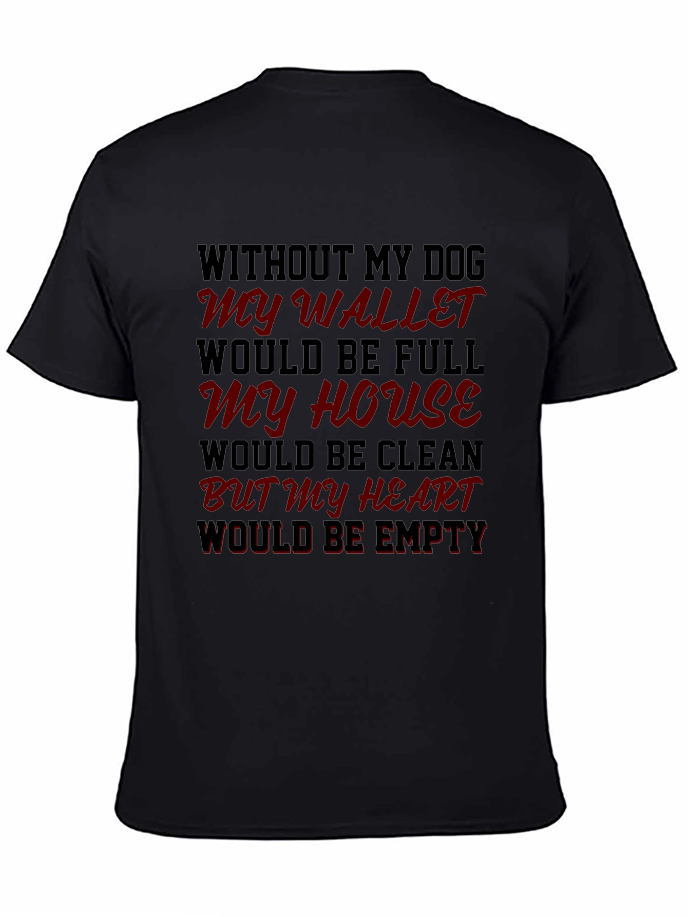 Black Dog Lover's T-Shirt: Empty Heart Design view 4