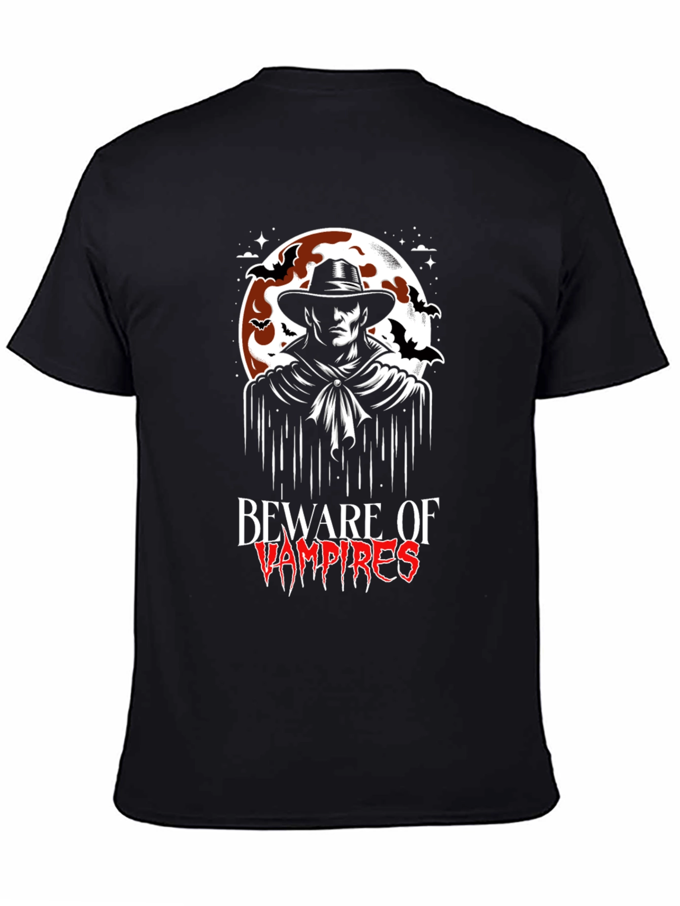 Black Beware of Vampires Graphic T-Shirt Halloween view 4