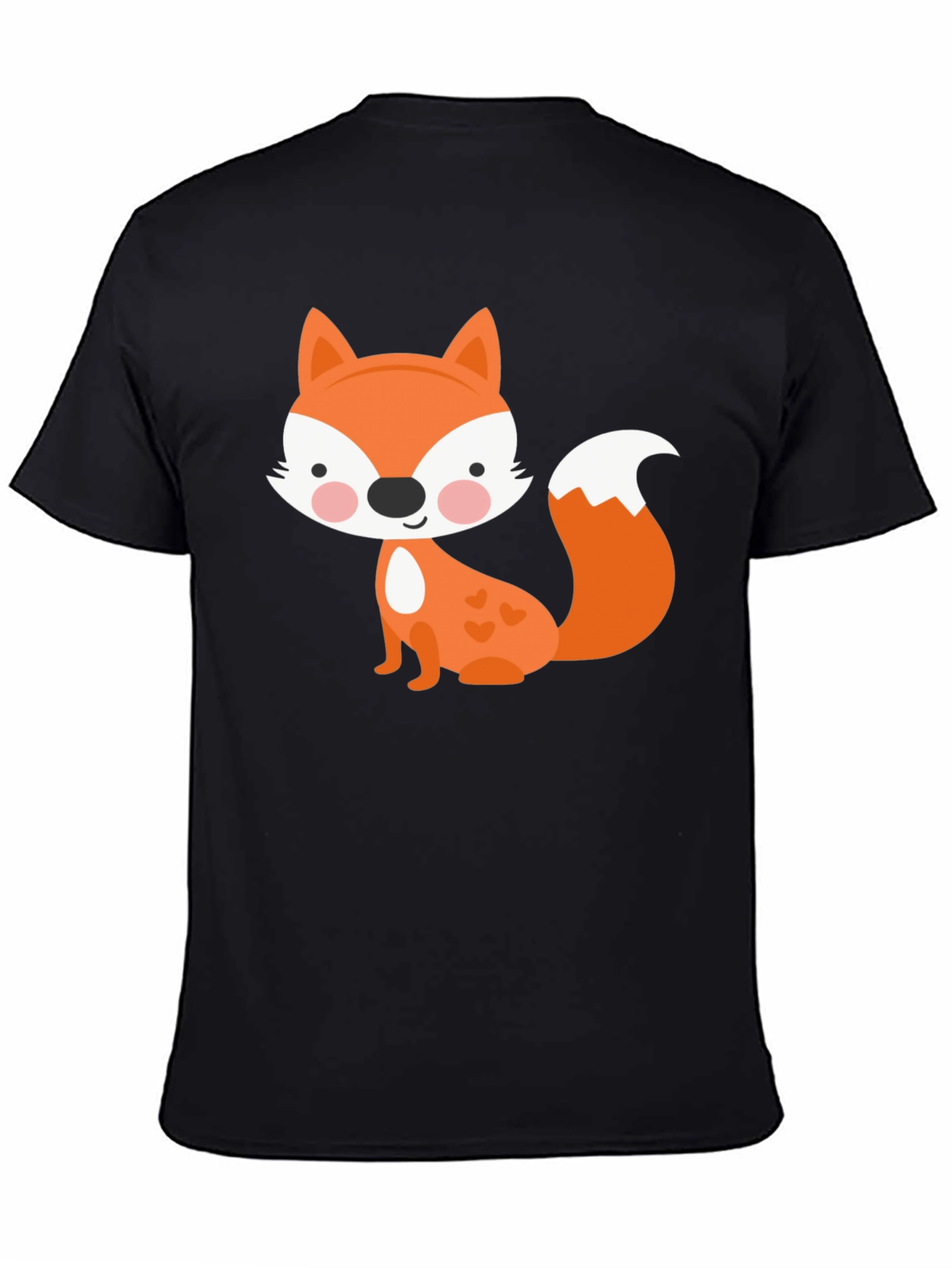 Black Cute Fox Graphic Tee - Fun & Playful Black T-Shirt view 4