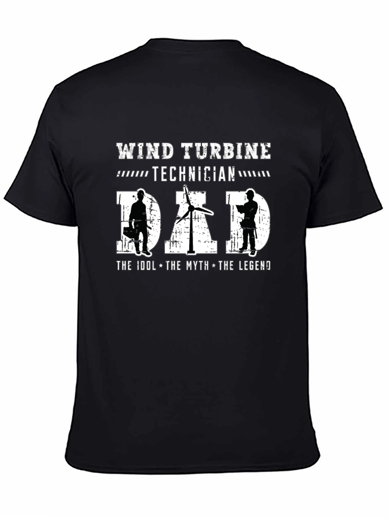 Black Wind Turbine Technician Dad T-Shirt - The Idol, Myth, Legend view 4