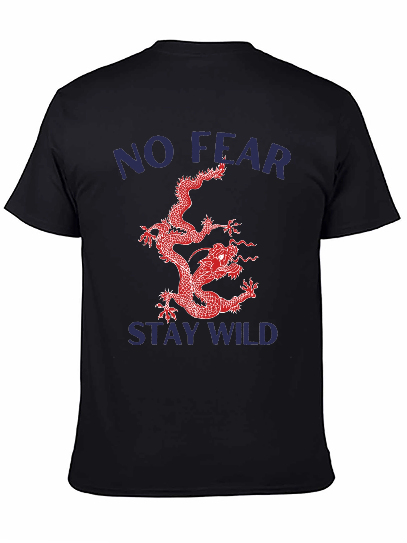 Black No Fear Stay Wild Dragon Graphic Tee view 4