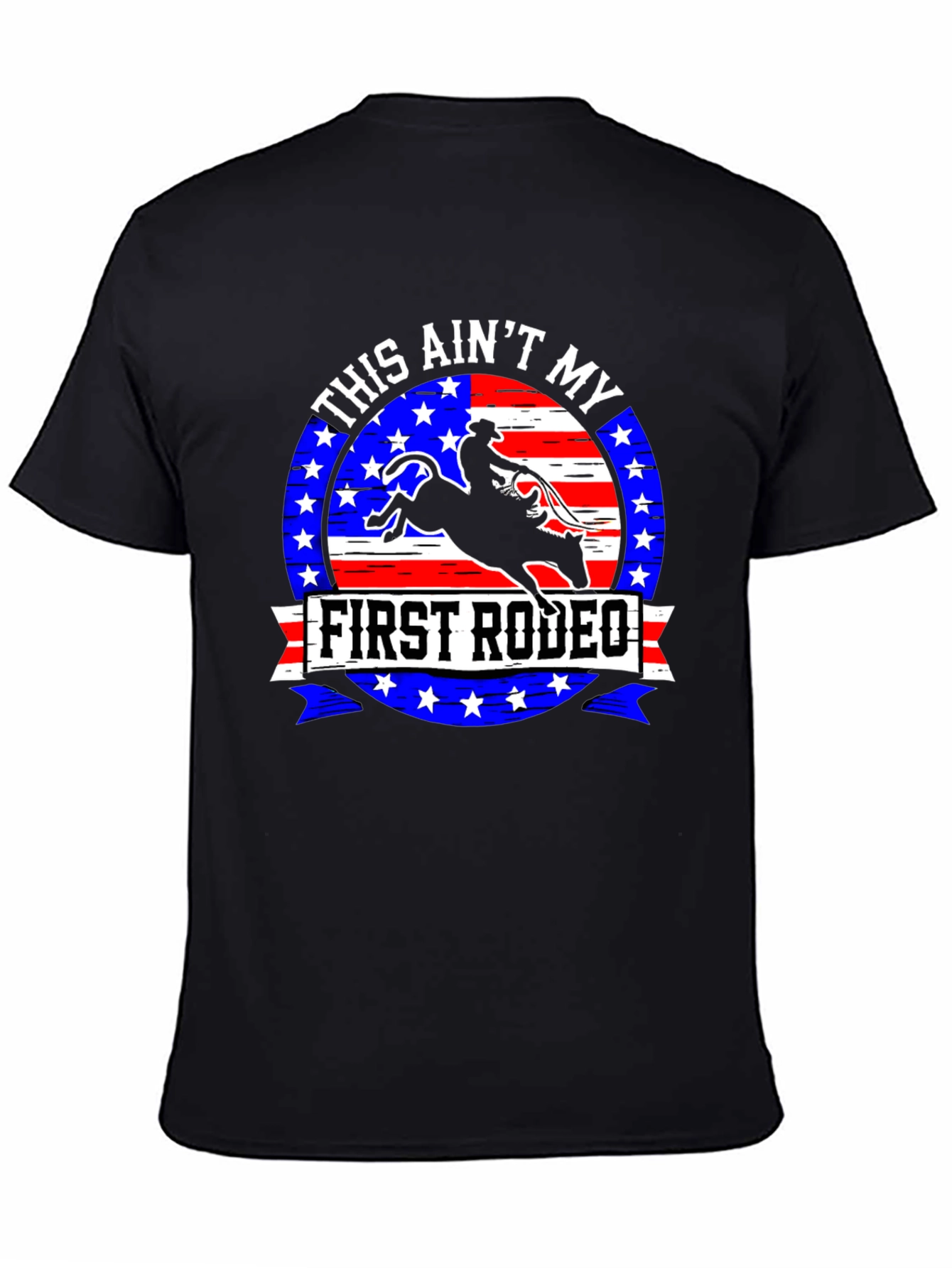 Black First Rodeo Graphic Tee - Cowboy Bull Riding Design view 4