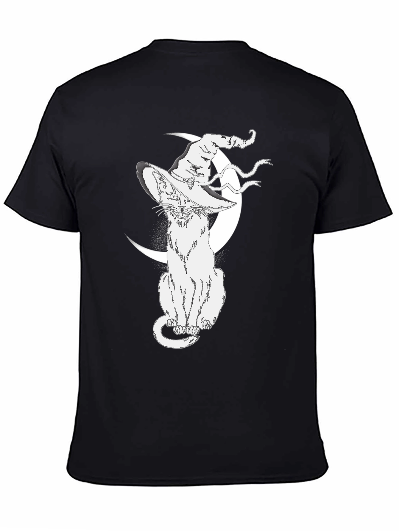 Black Witch Cat Moon T-Shirt - Halloween Style view 4