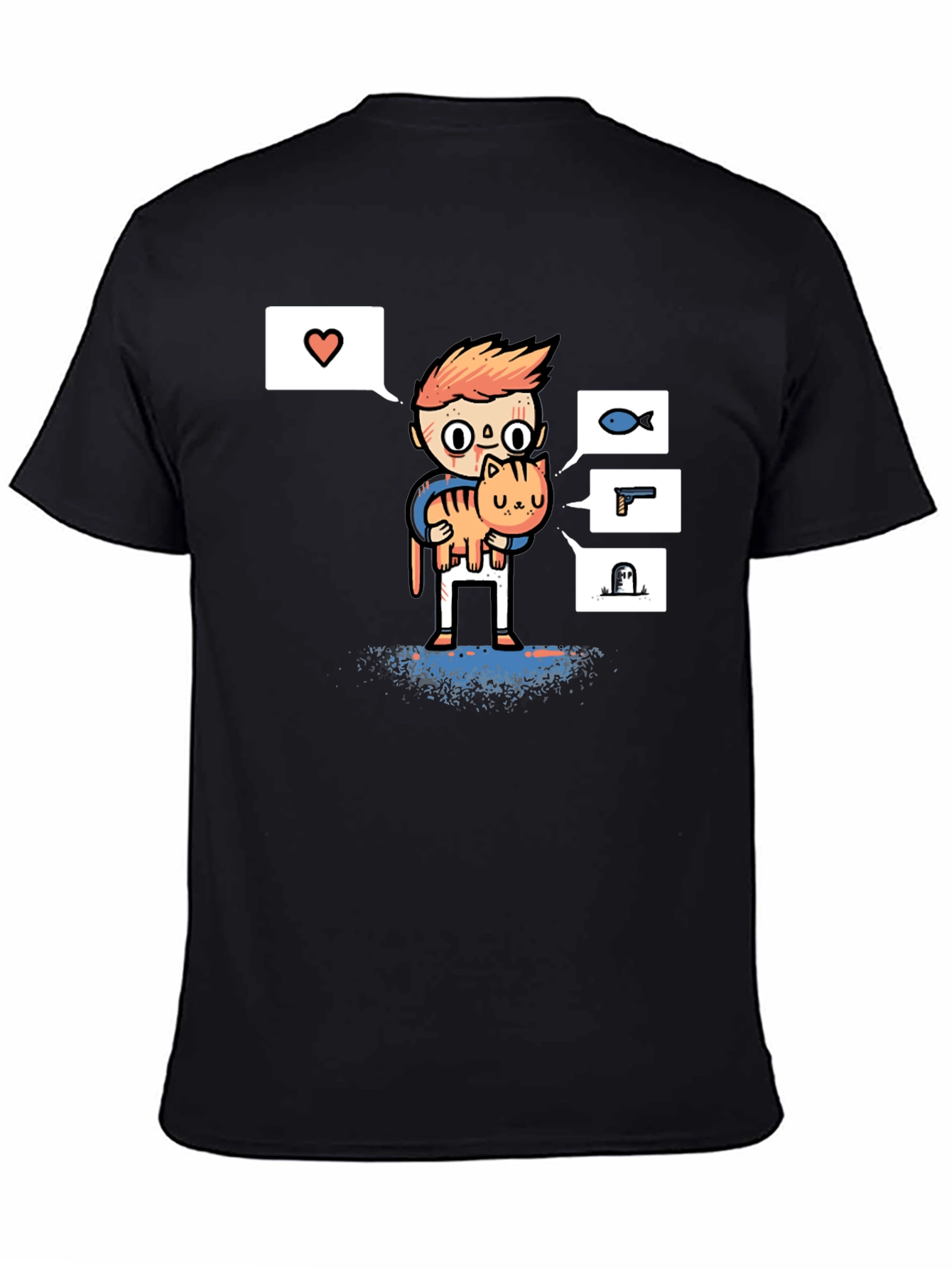 Black Cat Lover Graphic T-Shirt - Black Cotton Tee view 4