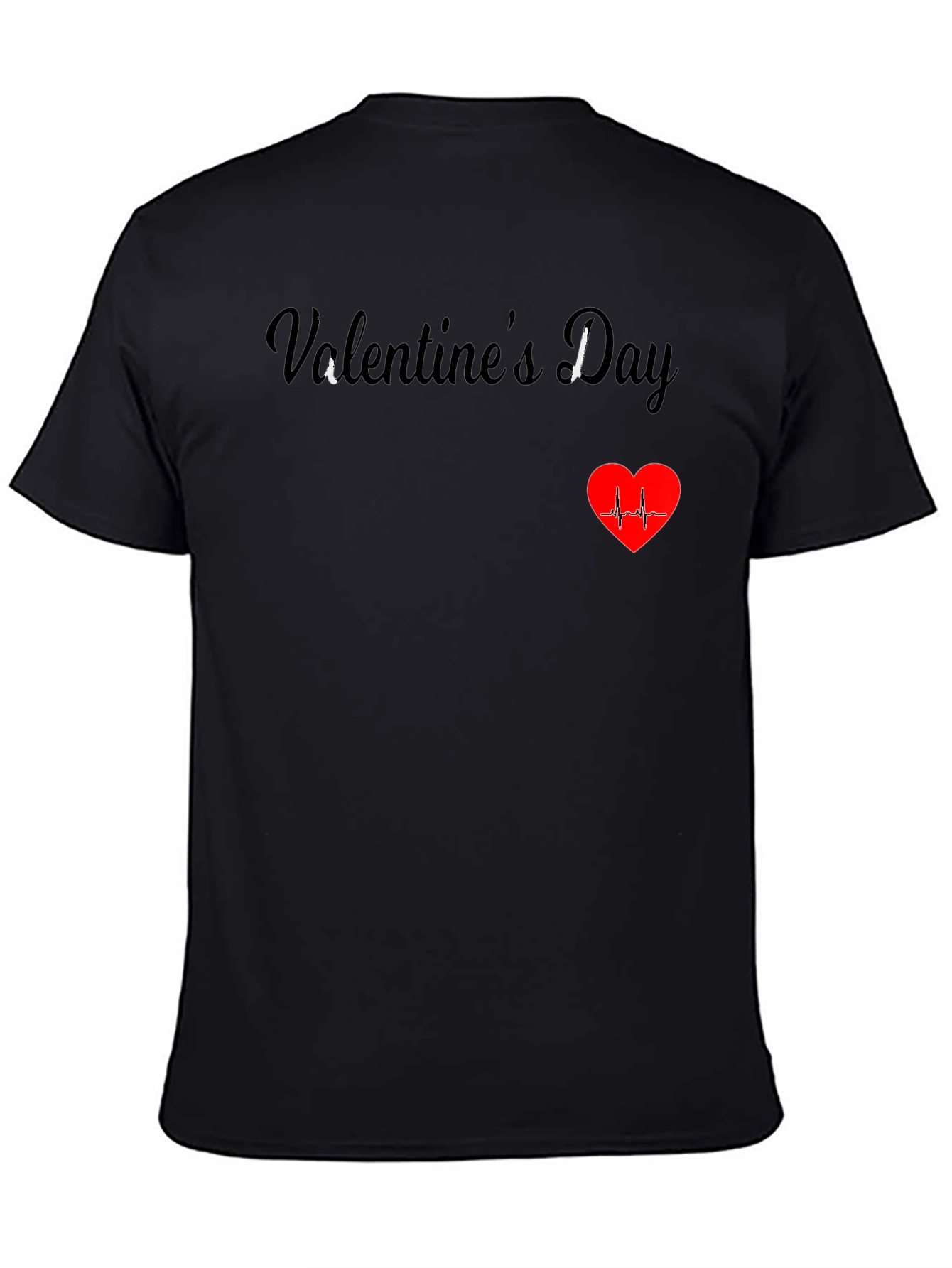 Black Valentine's Day Heartbeat T-Shirt view 4