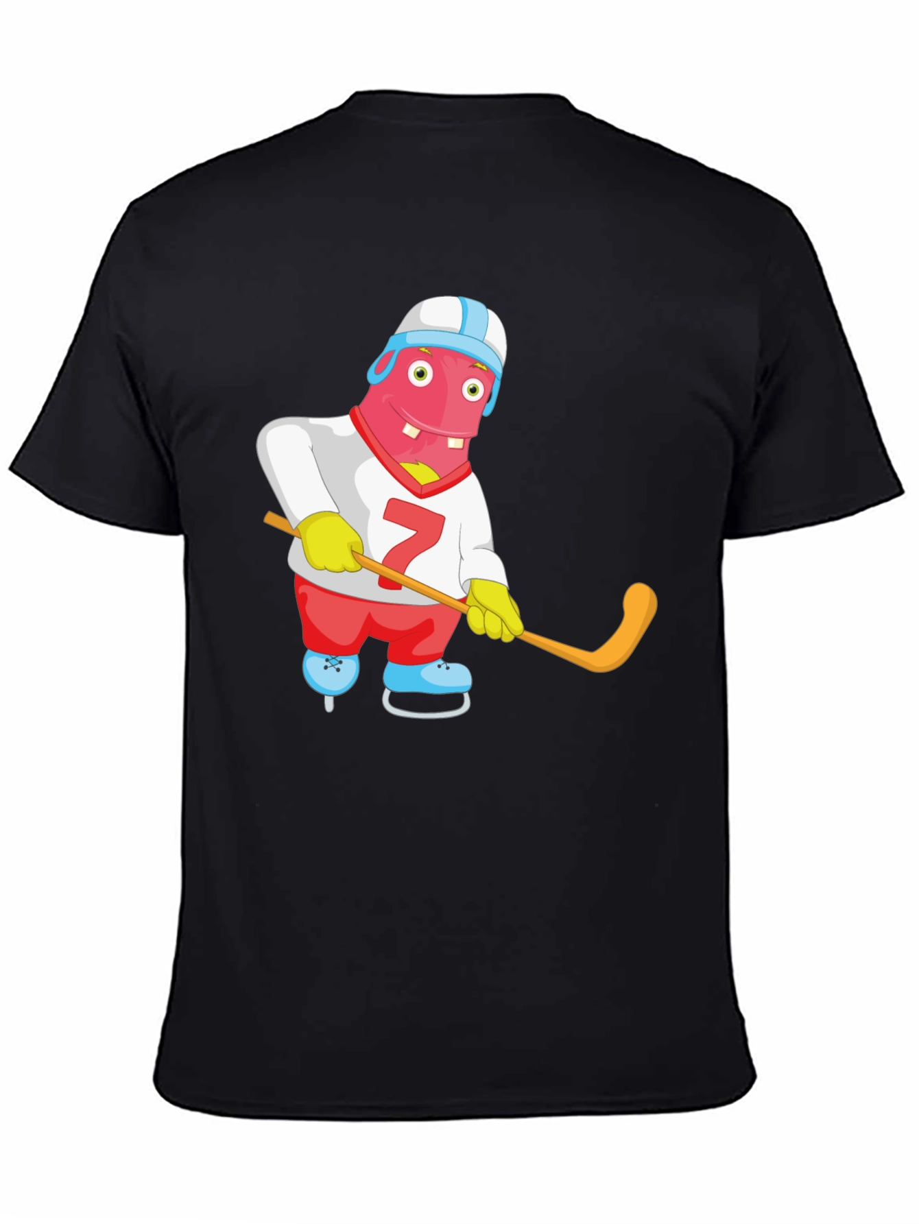 Black Funny Hockey Monster Graphic Tee view 4