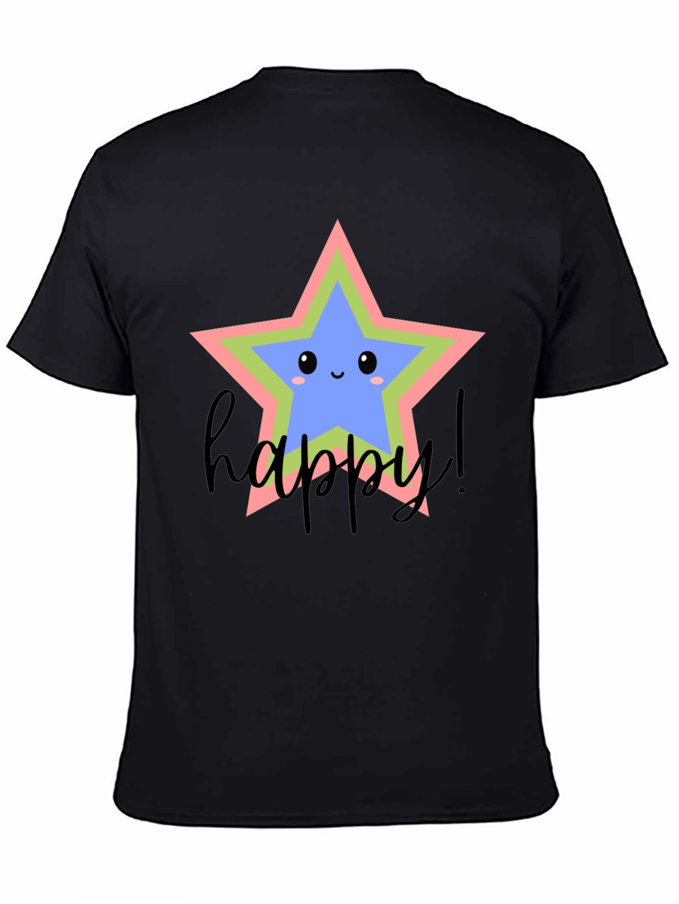 Black Cute Star Graphic Tee - Happy Vibes view 4