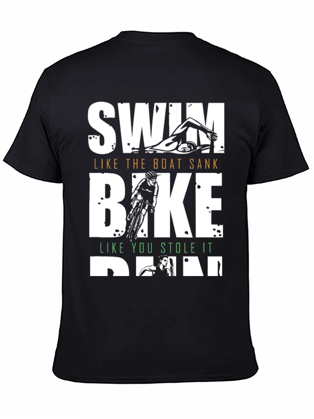 Black Triathlon T-Shirt: Swim, Bike, Run view 4