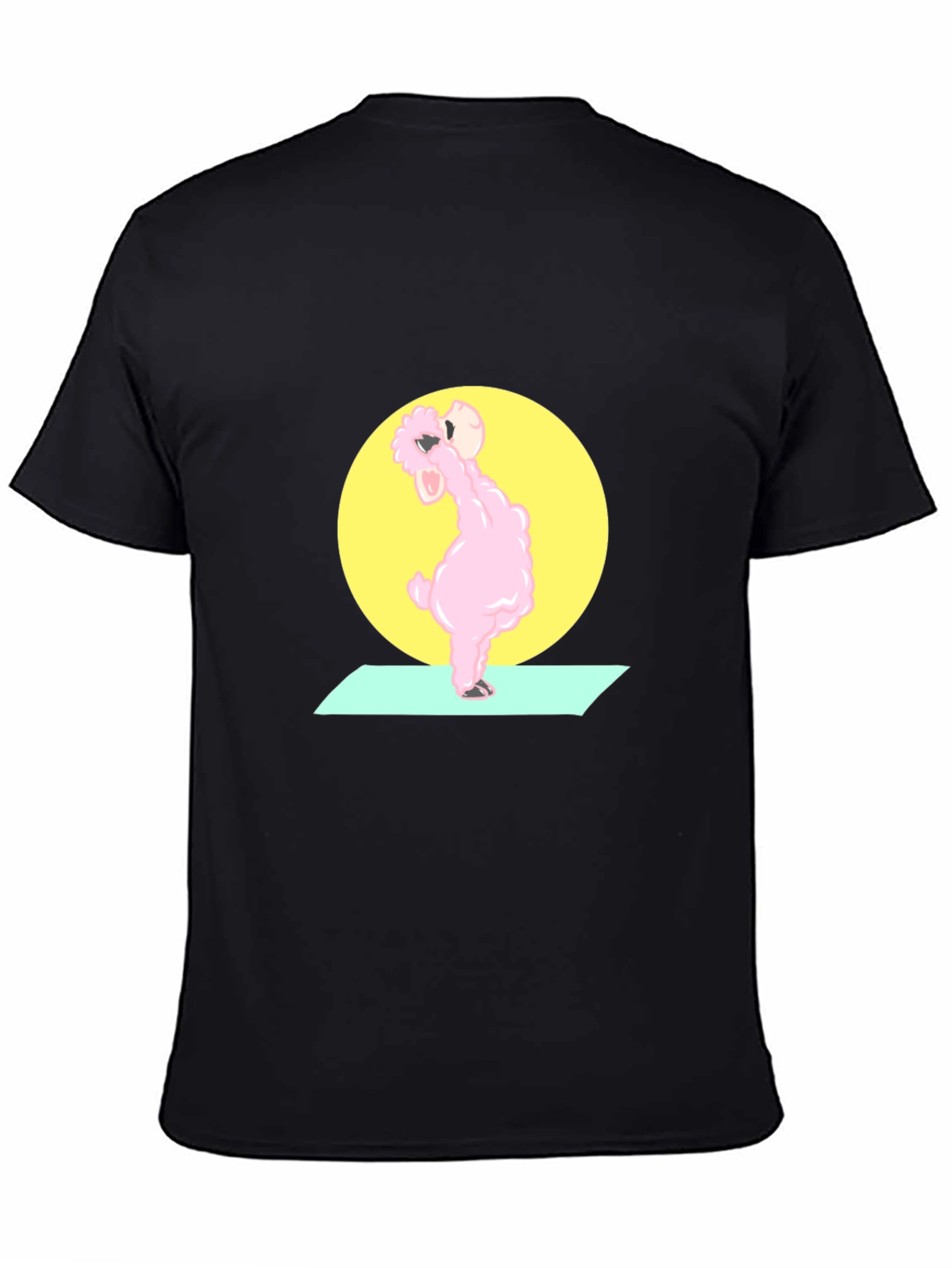 Black Yoga Llama Black Graphic T-Shirt view 4