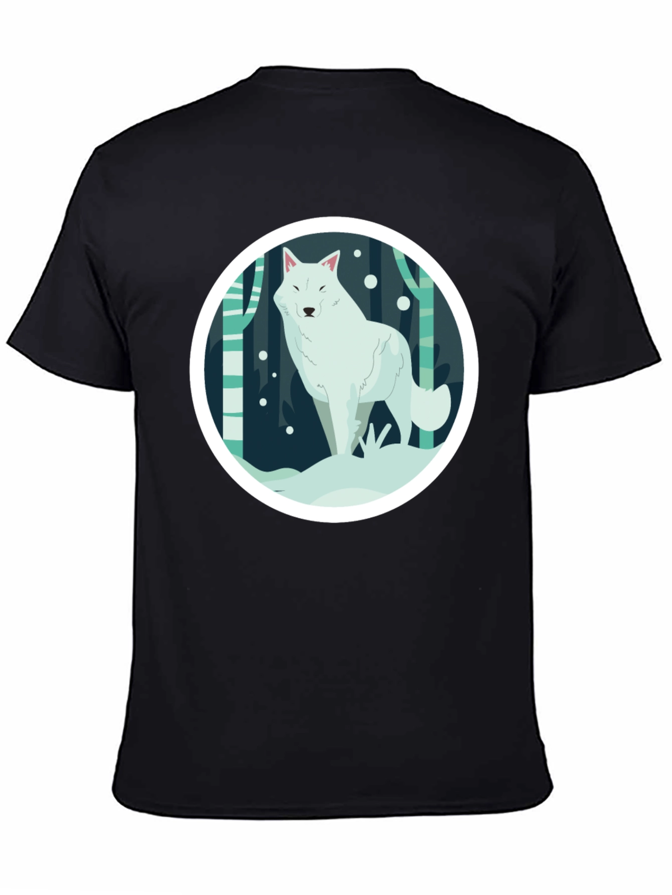 Black Arctic Wolf Graphic Tee - Black Unisex T-Shirt view 4
