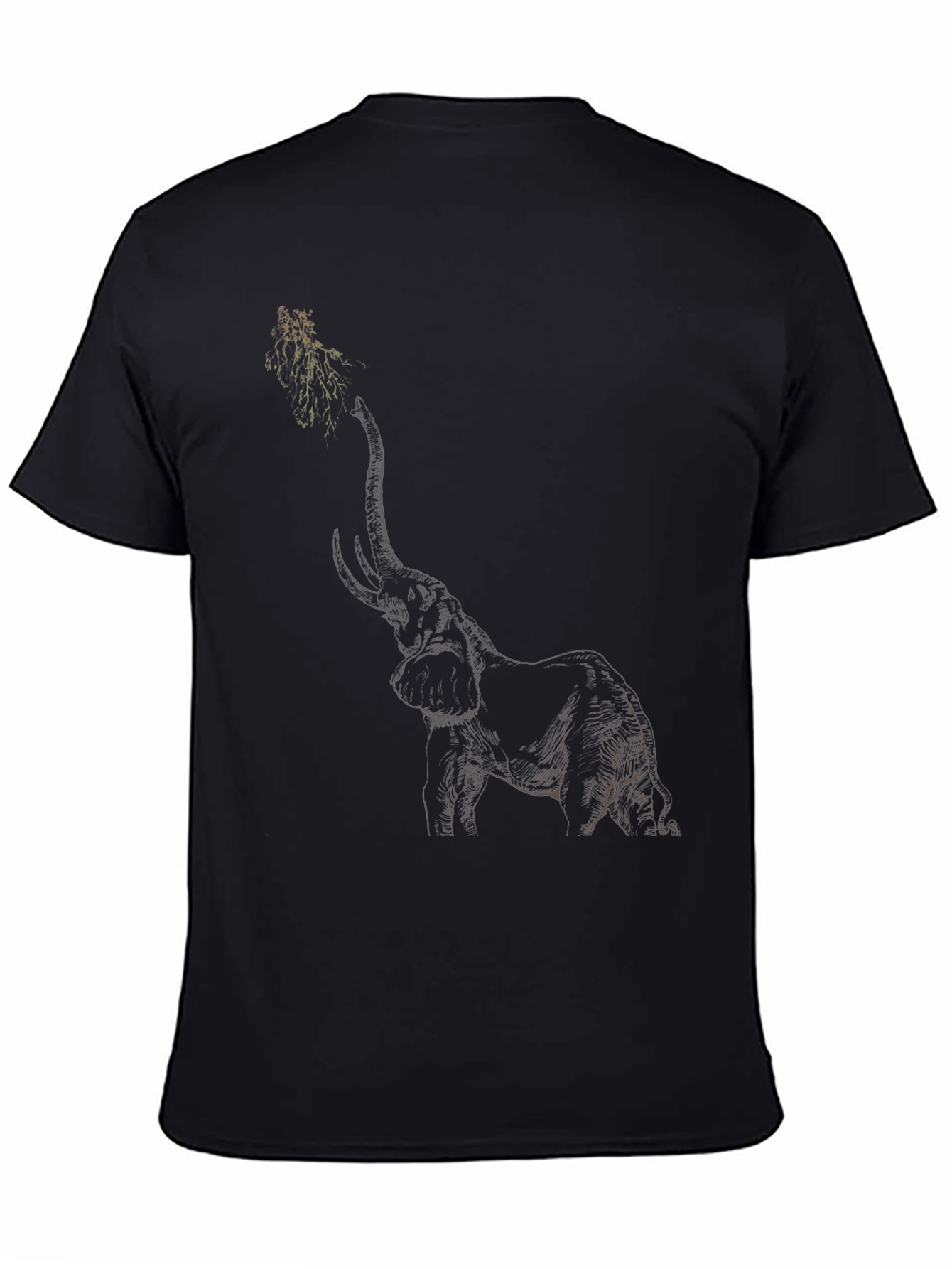 Black Elephant Sketch Black T-Shirt view 4