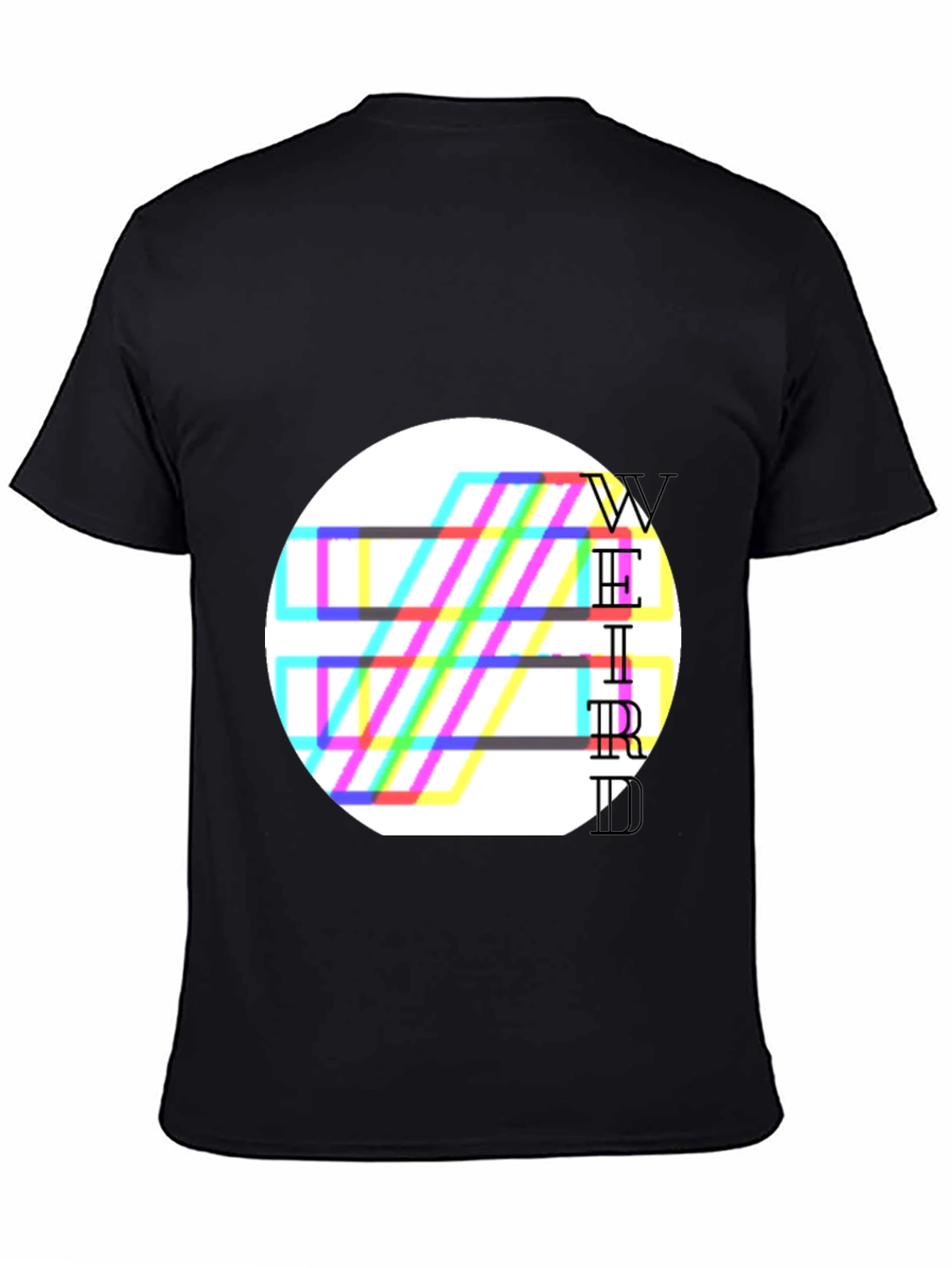 Black Weird Graphic Tee - Black Cotton Blend T-Shirt view 4