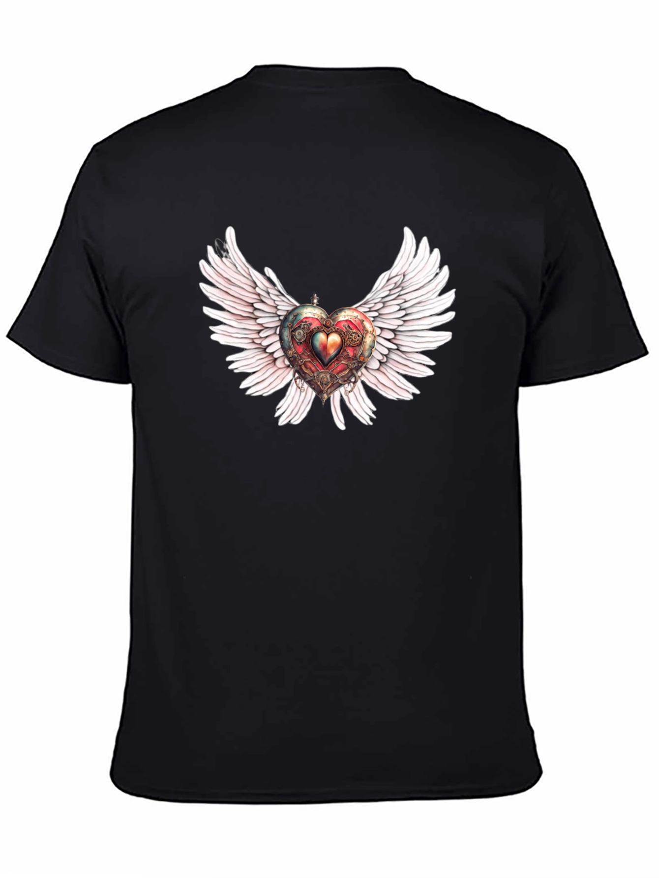 Black Winged Steampunk Heart Graphic Tee view 4
