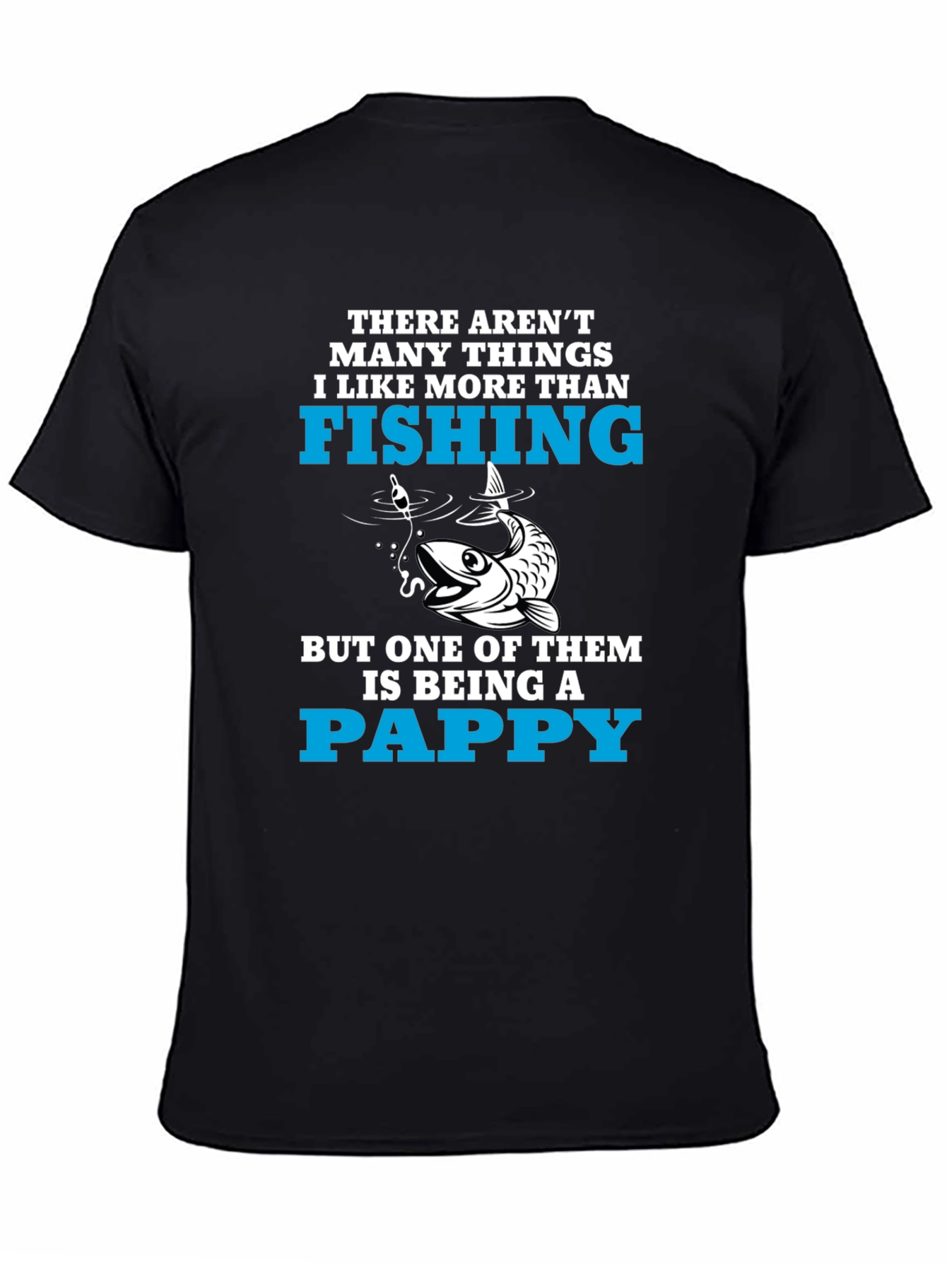 Black Fishing Pappy T-Shirt - Gift for Grandpa Fisherman view 4
