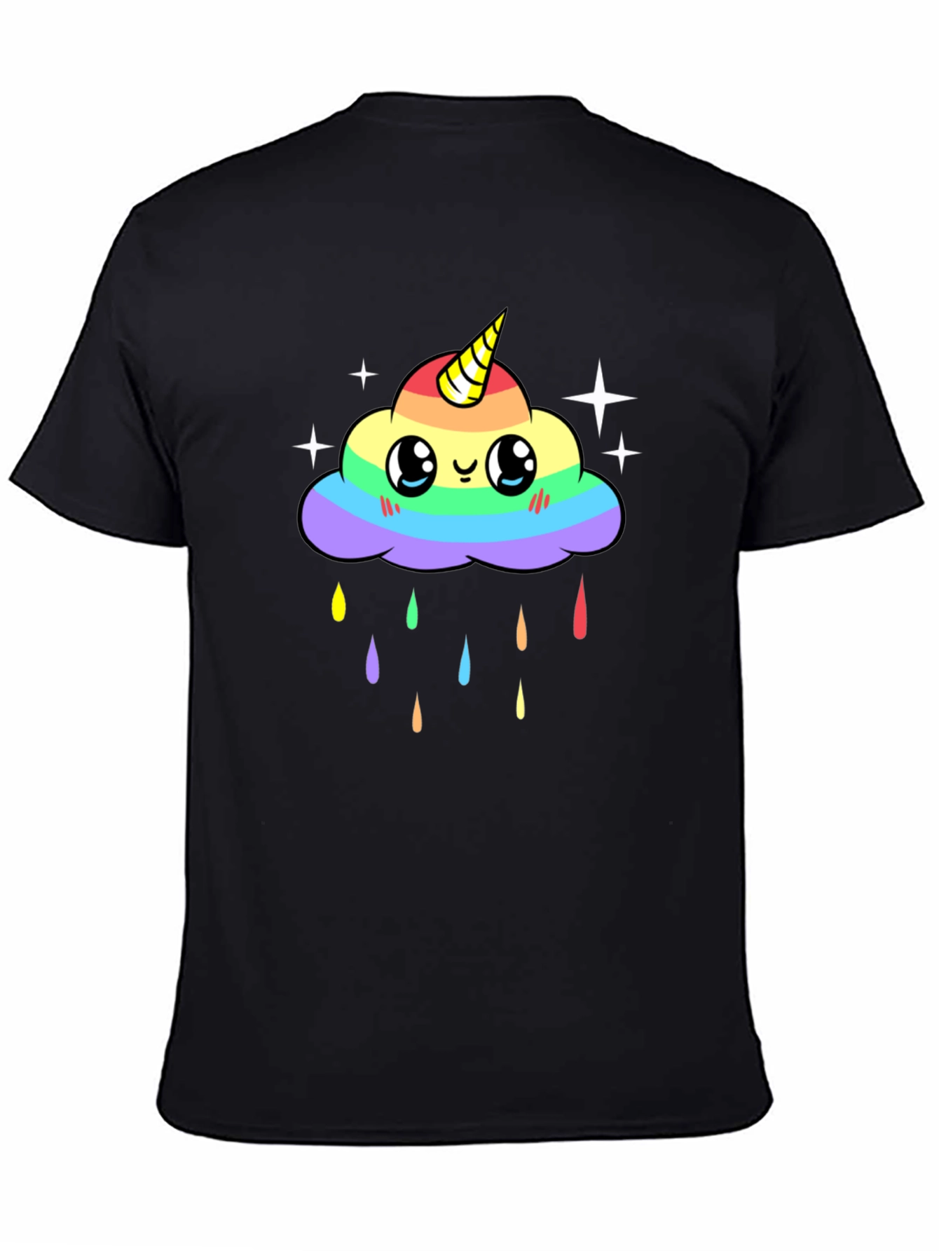 Black Rainbow Unicorn Cloud T-Shirt view 4