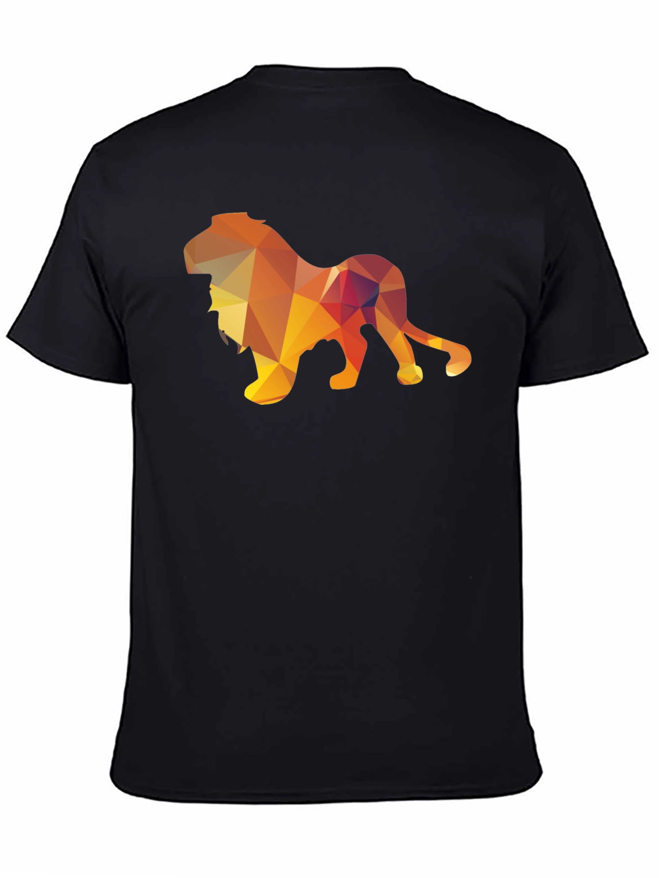 Black Geometric Lion Graphic Tee - Stylish Men's Black T-Shirt view 4
