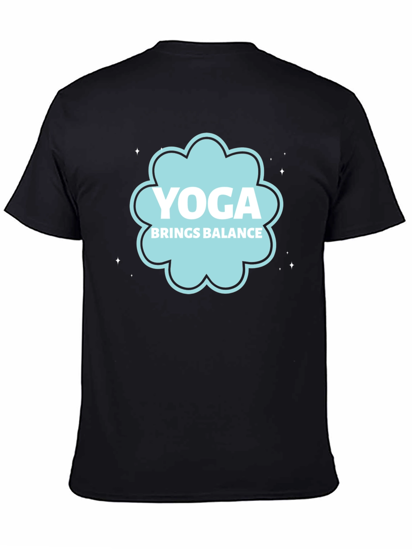 Black Yoga Brings Balance Black Graphic Tee view 4