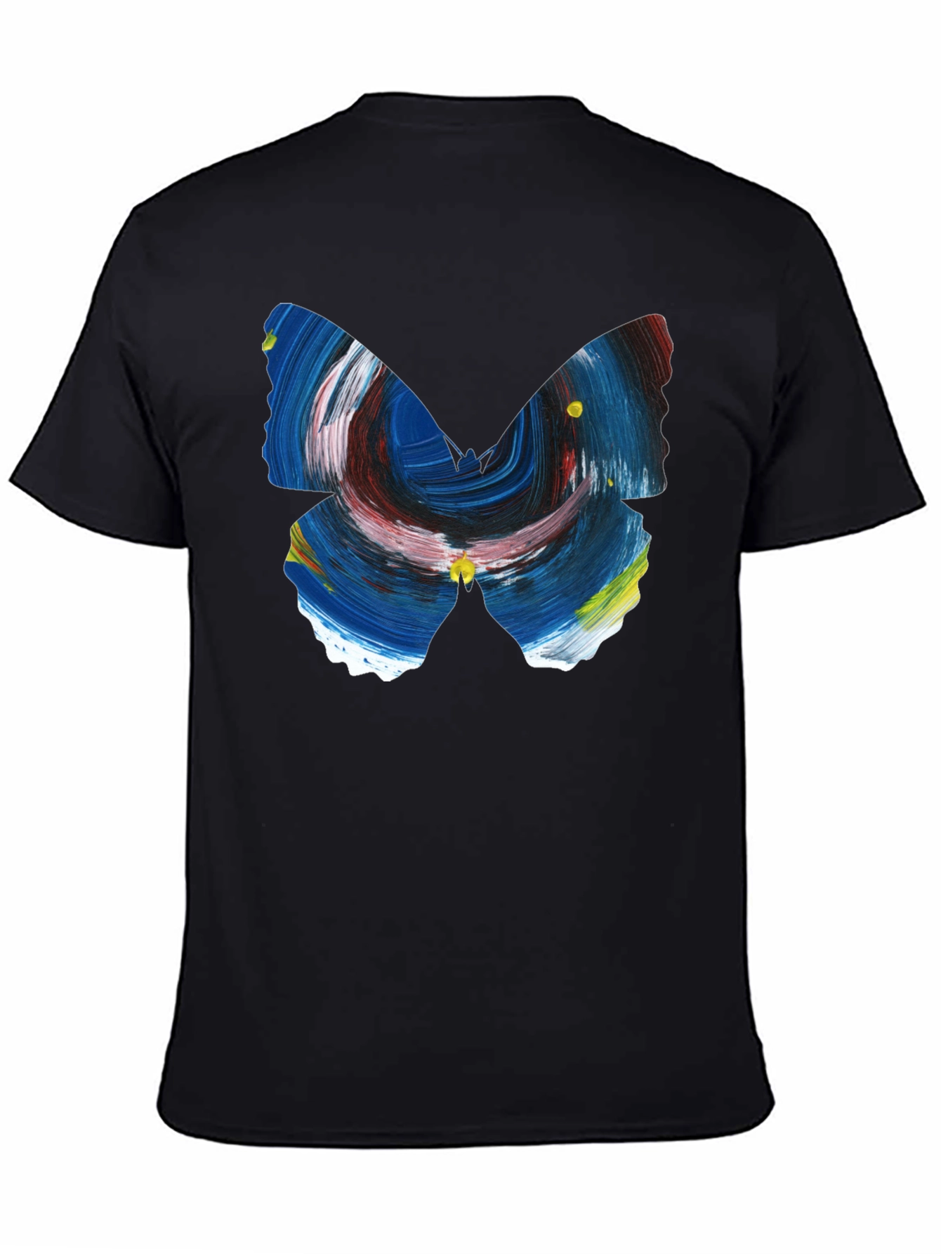 Black Abstract Butterfly Graphic Men's Black T-Shirt view 4