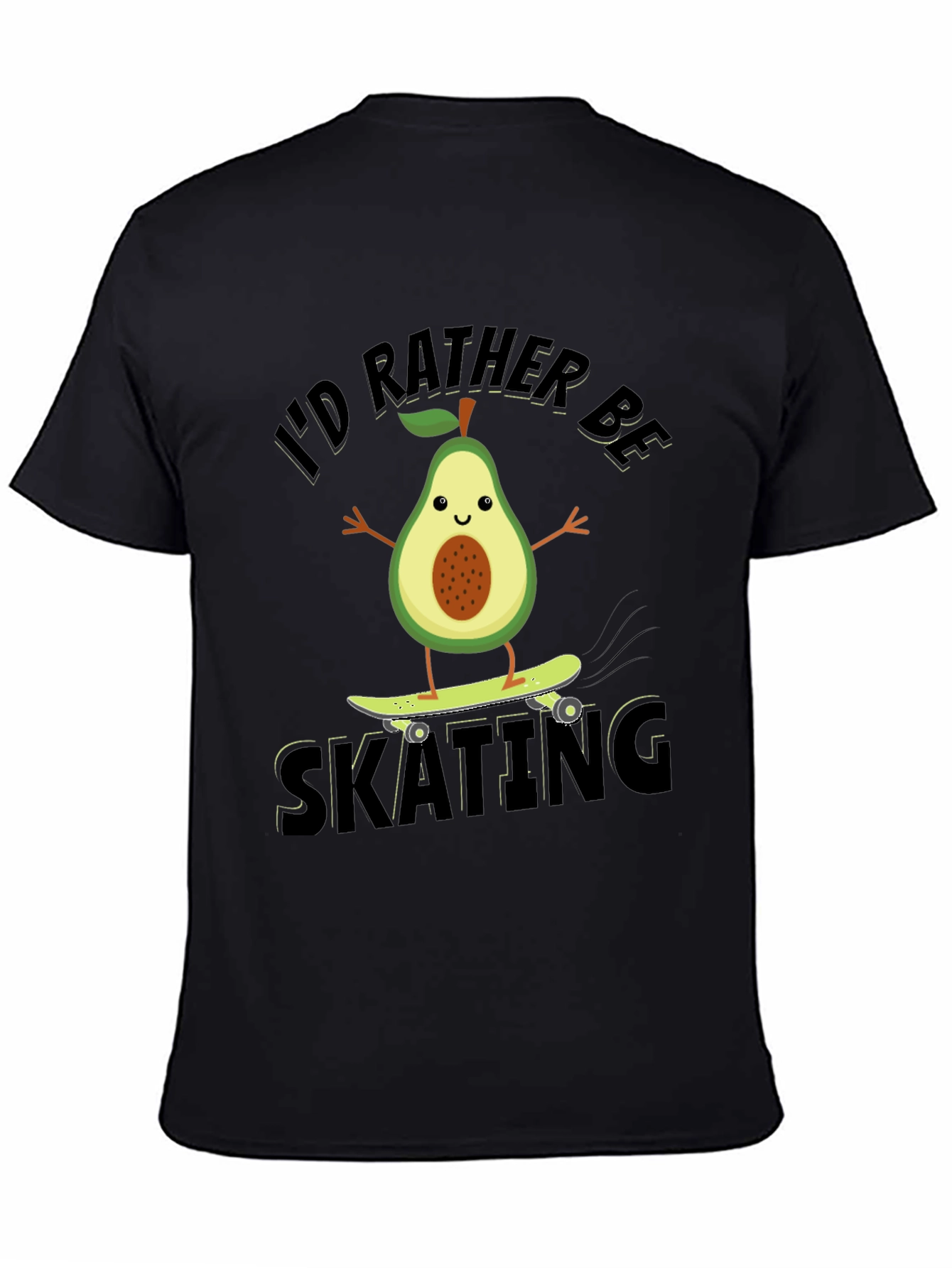 Black I'd Rather Be Skating Avocado Graphic Tee view 4